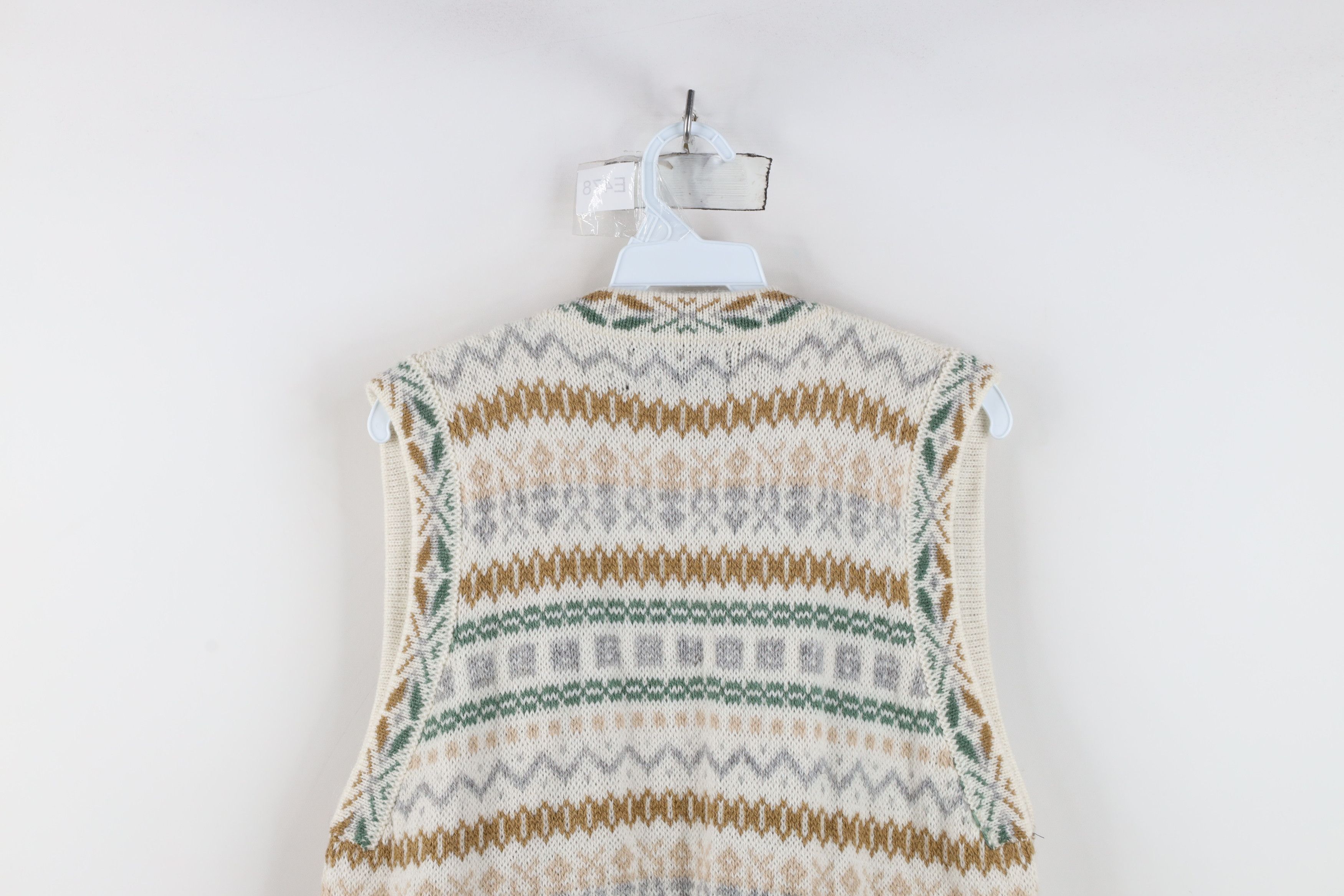 Vintage Vintage 90s Wool Knit Fair Isle Open Front Cardigan Sweater Size M / US 6-8 / IT 42-44 - 10 Thumbnail