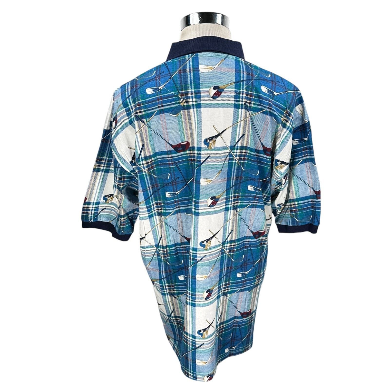 Other Vintage Sauce Berne Polo Shirt XL Blue AOP Golf Clubs Plaid Size US XL / EU 56 / 4 - 5 Thumbnail