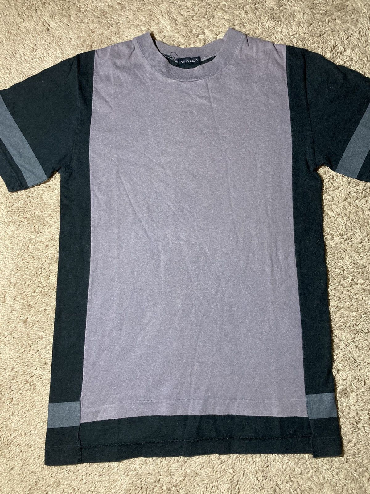 Japanese Brand 90s Milk Boy Cut Panel Tee Split Reconstructed Ura Hara Size US S / EU 44-46 / 1 - 1 Thumbnail