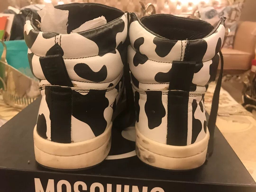 Moschino Moschino Cow Print Leather High-Top Sneakers Size US 7 / EU 40 - 4 Thumbnail