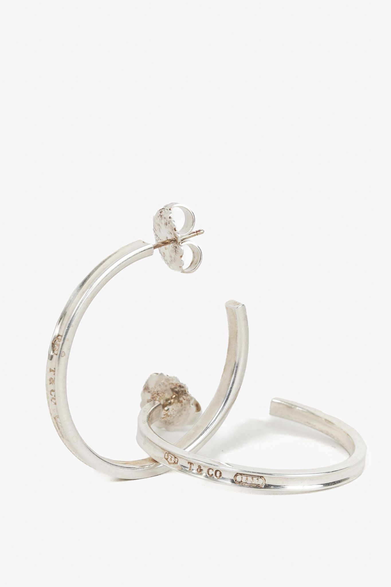 Tiffany & Co. Tiffany & Co. 1837 Narrow Hoop Earrings in Silver, 1.25" Size ONE SIZE - 1 Thumbnail
