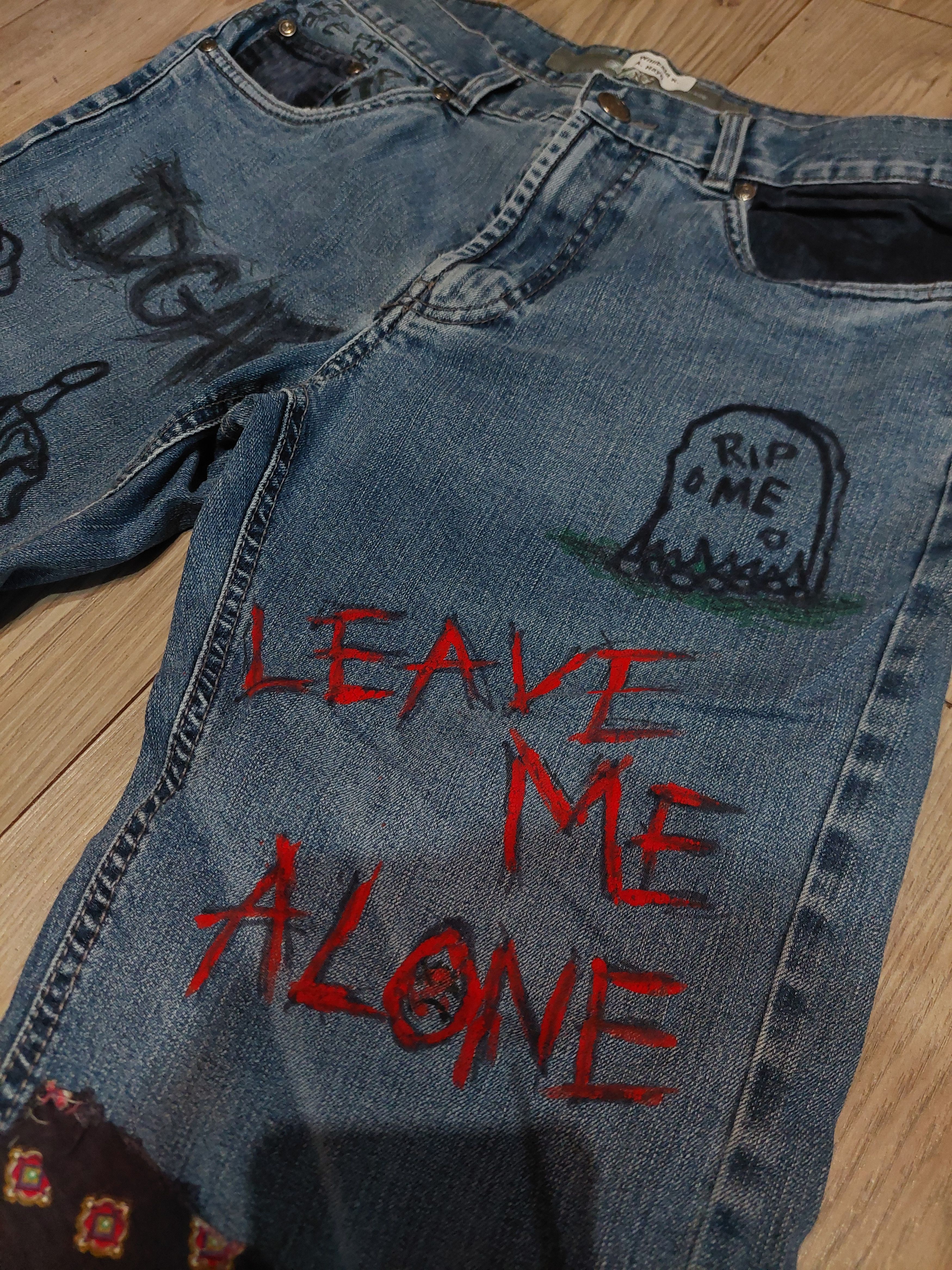 Other custommade jeans baggy lil peep y2k grunge vintage Size US 30 / EU 46 - 3 Thumbnail