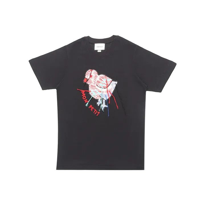GUCCI Black Short-Sleeve Embroidered T-Shirt