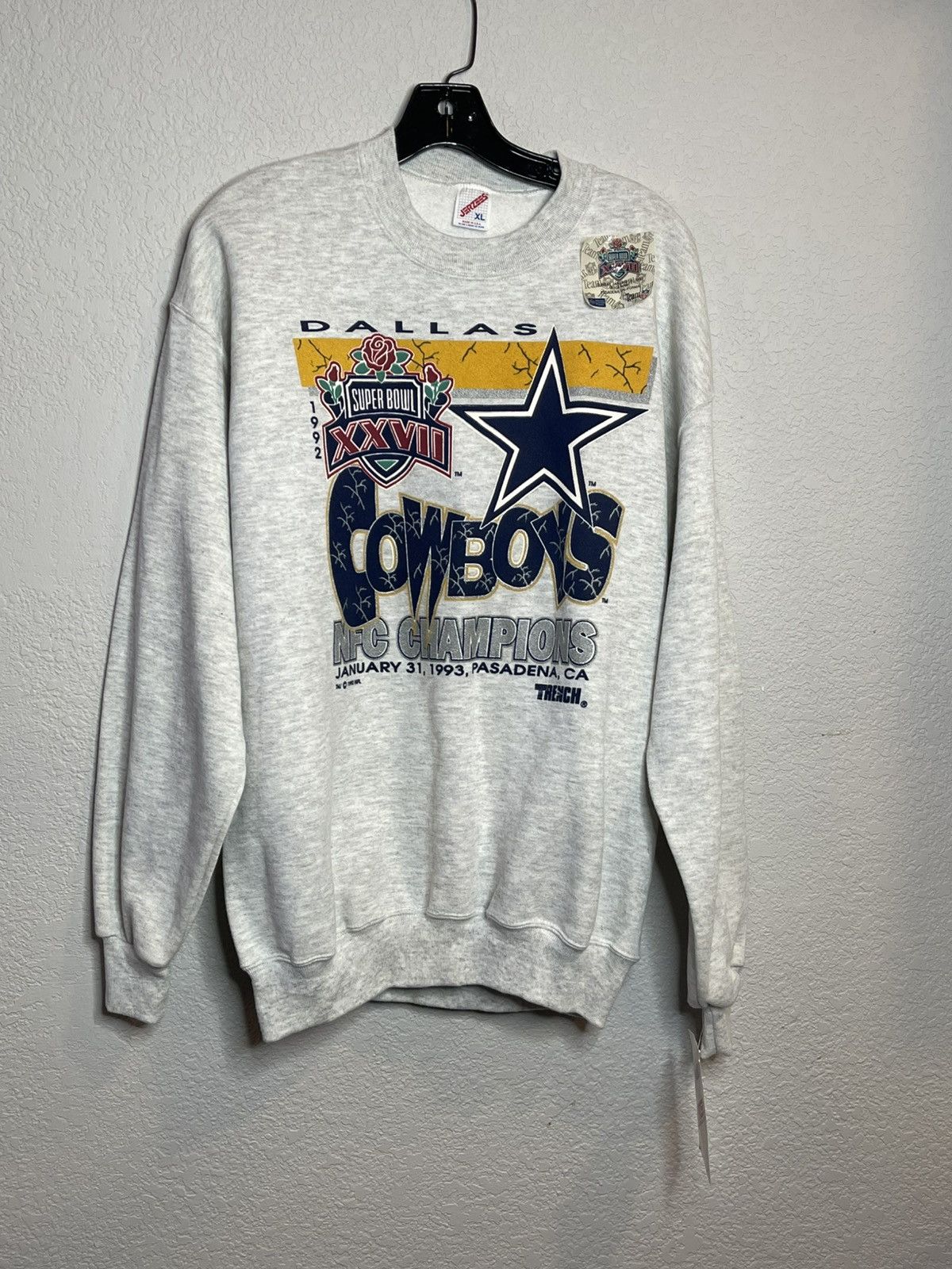 Jerzees Dallas Cowboys 1992 Super Bowl XXVII Sweater Deadstock NWT! Size US XL / EU 56 / 4 - 1 Thumbnail