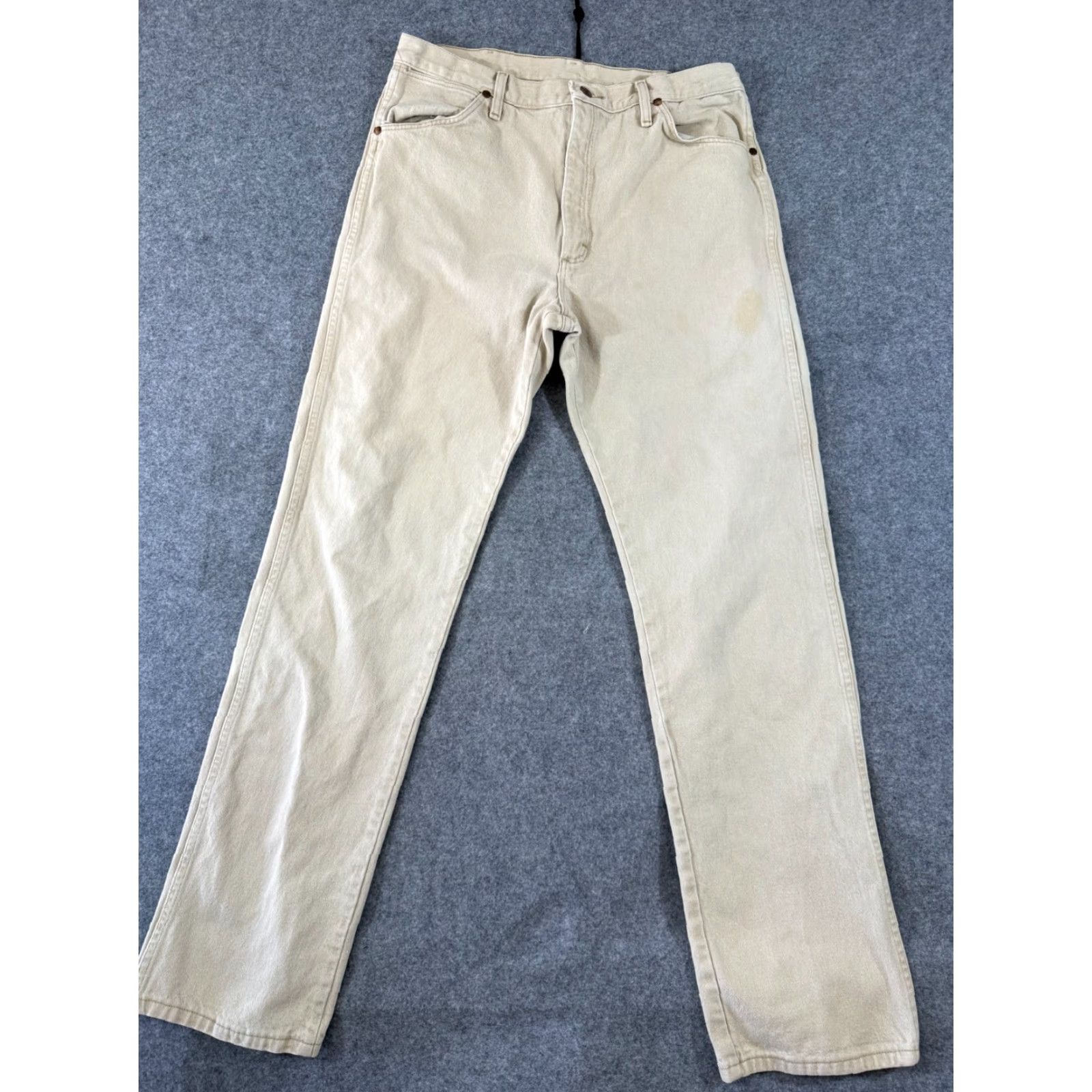 Wrangler Wrangler Jeans Mens 35X36 Beige Straight Leg Western Outdoors Workwear Pockets Cowboy Size US 35 - 2 Thumbnail