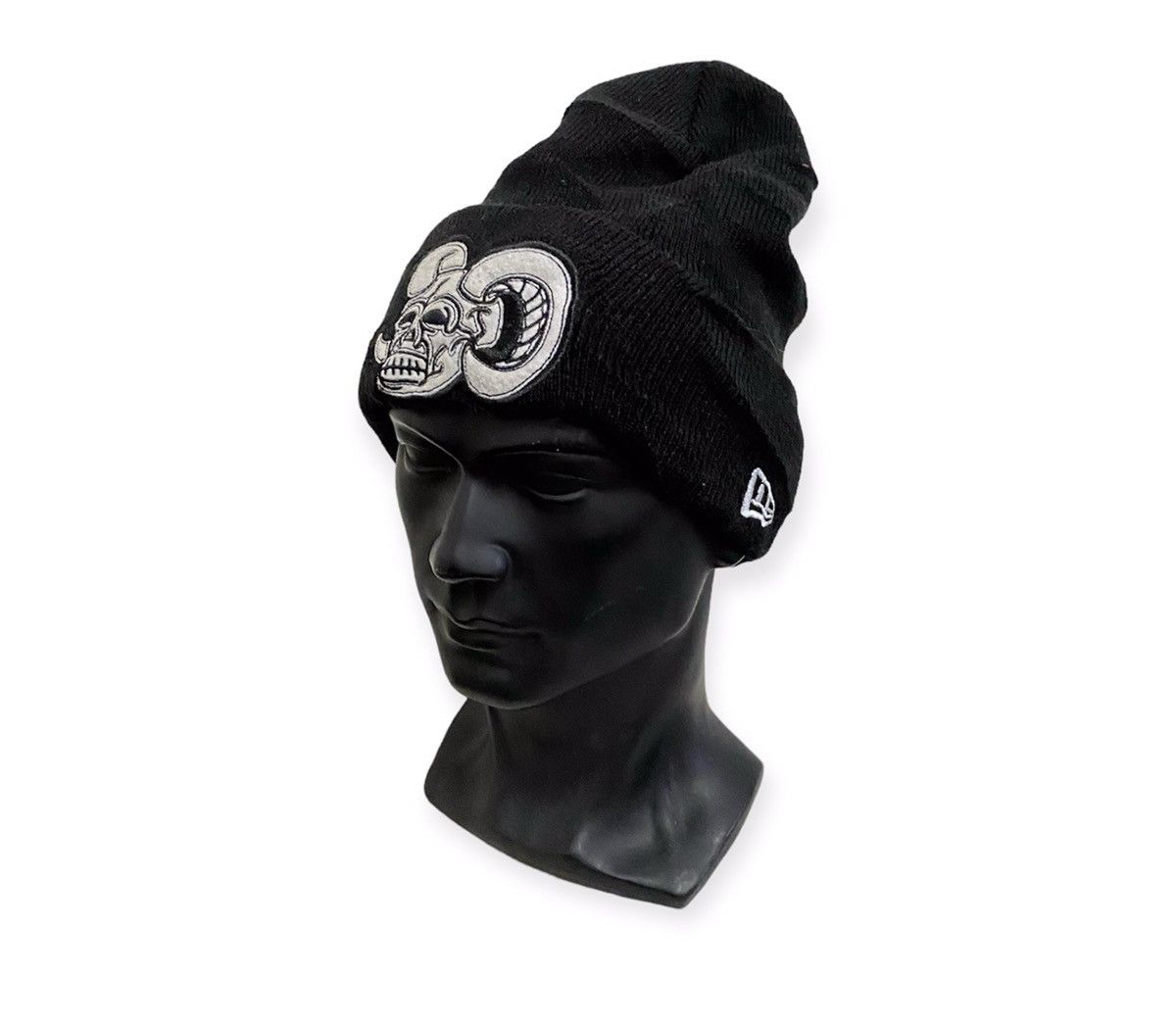 image of Devil Skulls Small Logo Beanie Hat in Black, Men's