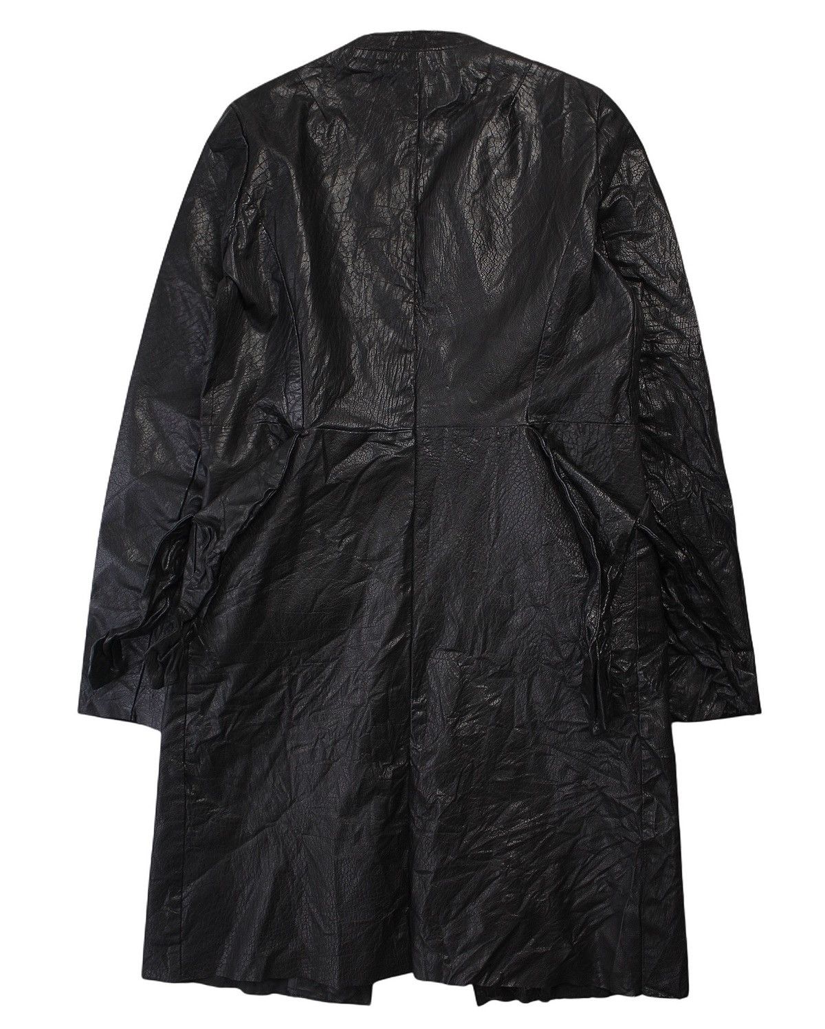 Marni SS2009 MARNI BLACK CRINKLED LEATHER COAT Size S / US 4 / IT 40 - 2 Thumbnail