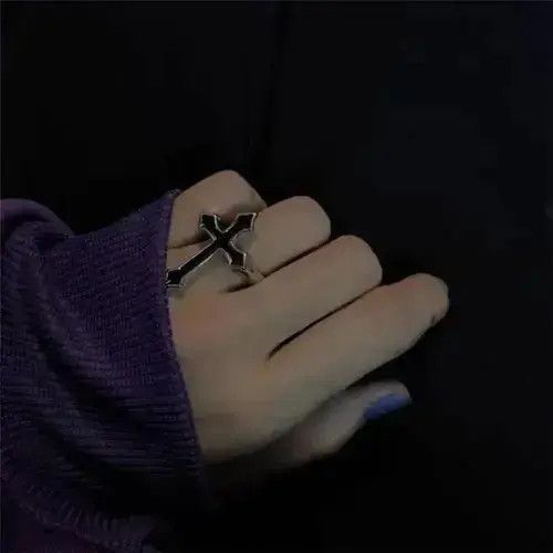 New Order Men Vintage Goth Black Sword Cross Open Rings Size ONE SIZE - 2 Thumbnail