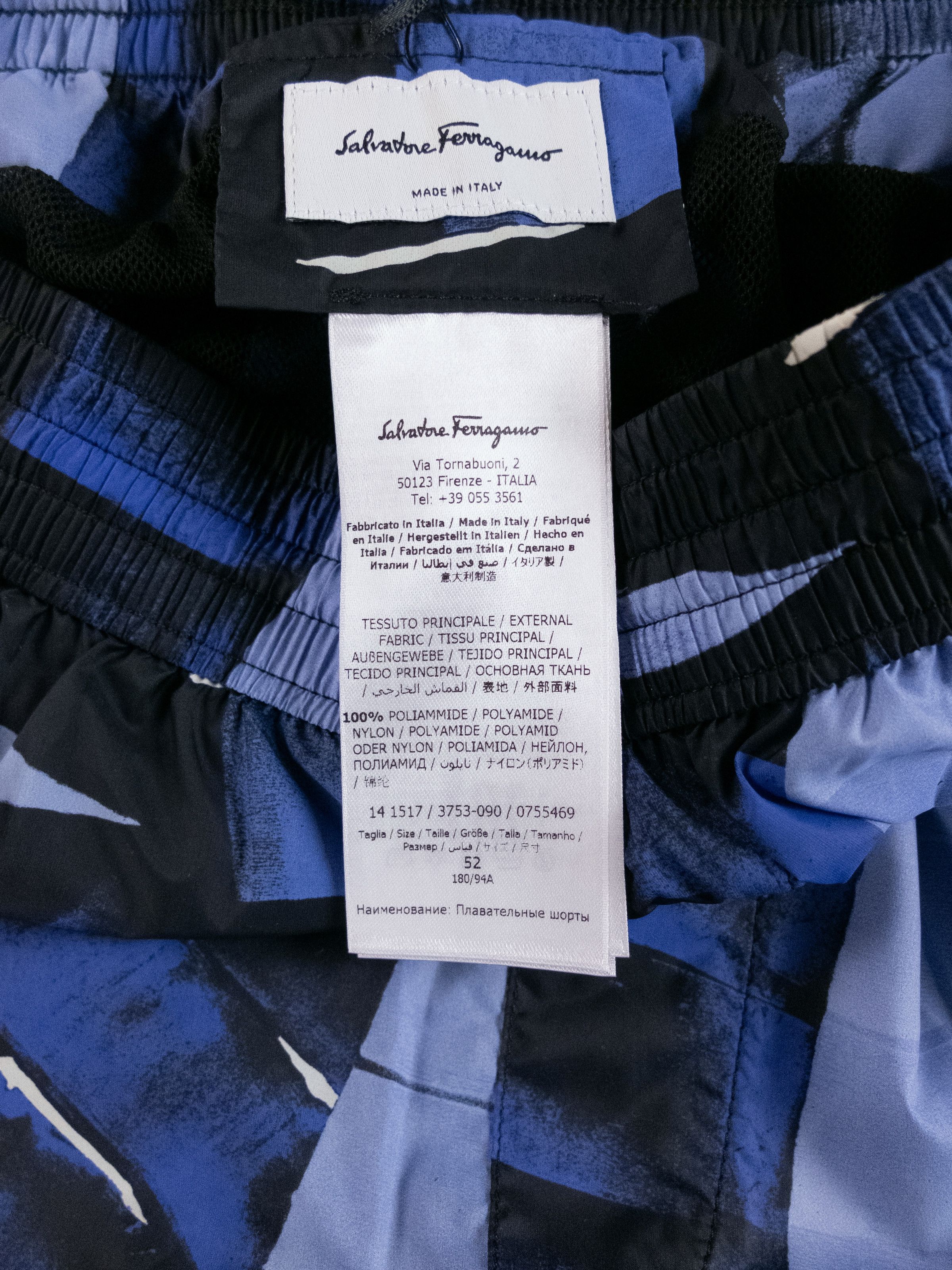 Salvatore Ferragamo SALVATORE FERRAGAMO blue black graphic print swim shorts XL Size US 36 / EU 52 - 7 Thumbnail