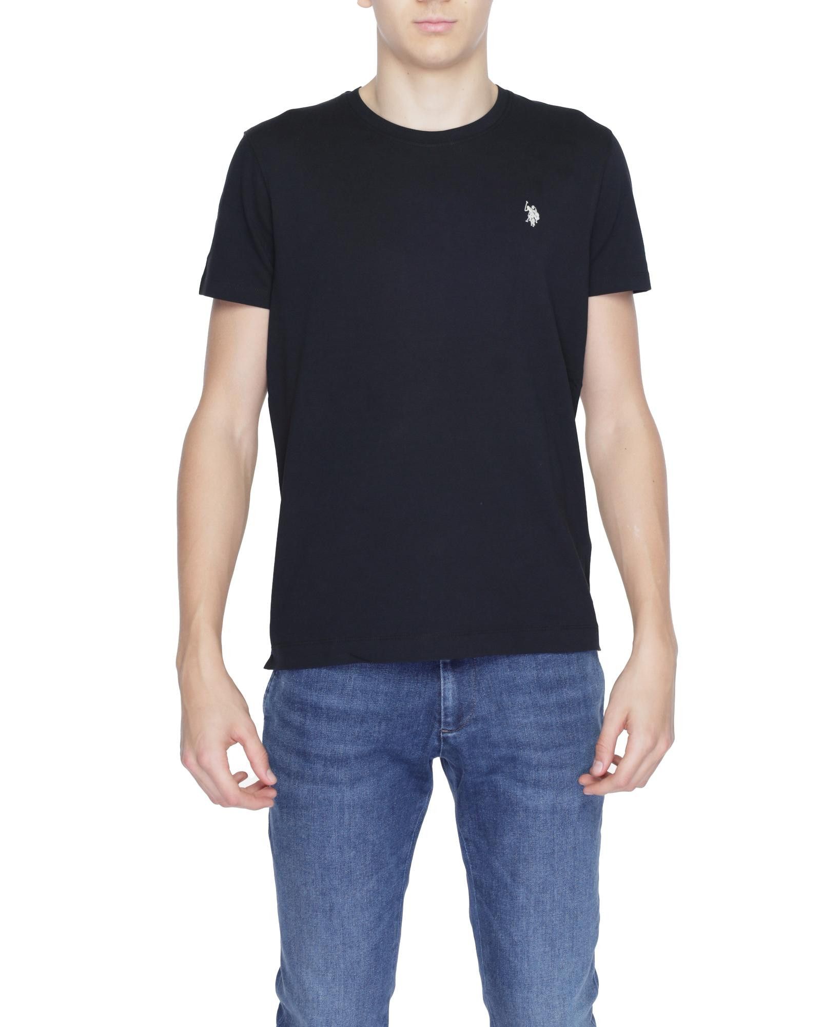 image of U S Polo Assn Cotton Round Neck T-Shirt in Black, Men's (Size Small)