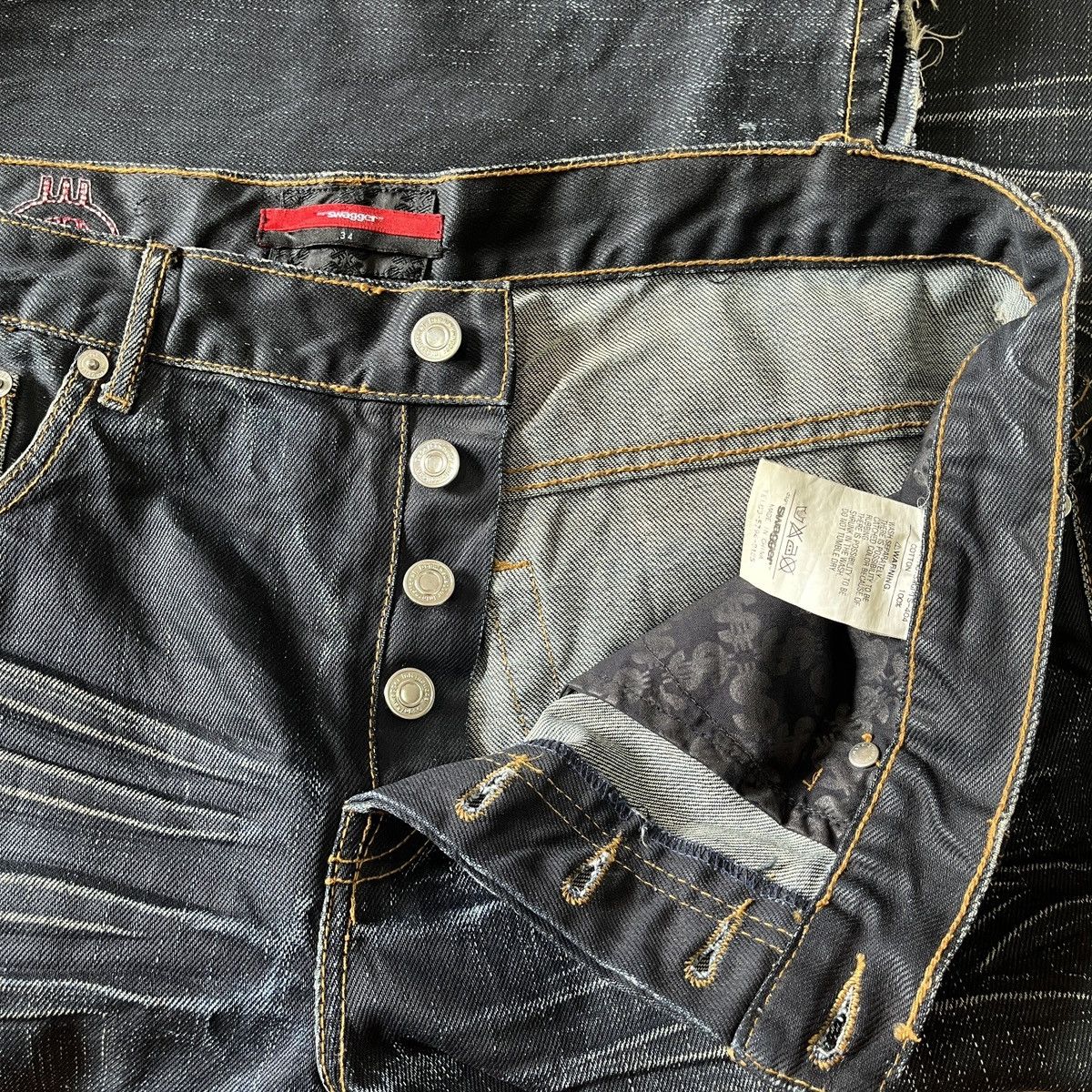 Swagger Acid Wash Faded Black Swagger Buttons Denim Size US 34 / EU 50 - 18 Thumbnail