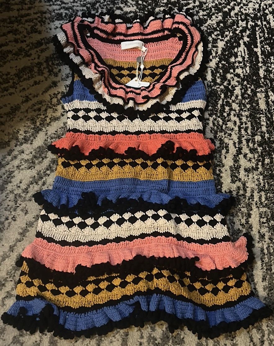 Zimmermann ZIMMERMANN Tiered pompom-embellished crocheted cotton dress Size M / US 6-8 / IT 42-44 - 6 Thumbnail