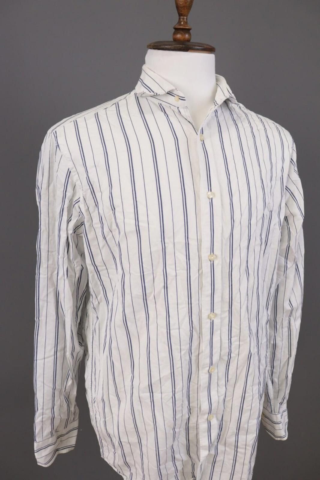 Designer Gutteridge White Striped Button Down Shirt Size 45 / 18 Size US M / EU 48-50 / 2 - 7 Thumbnail