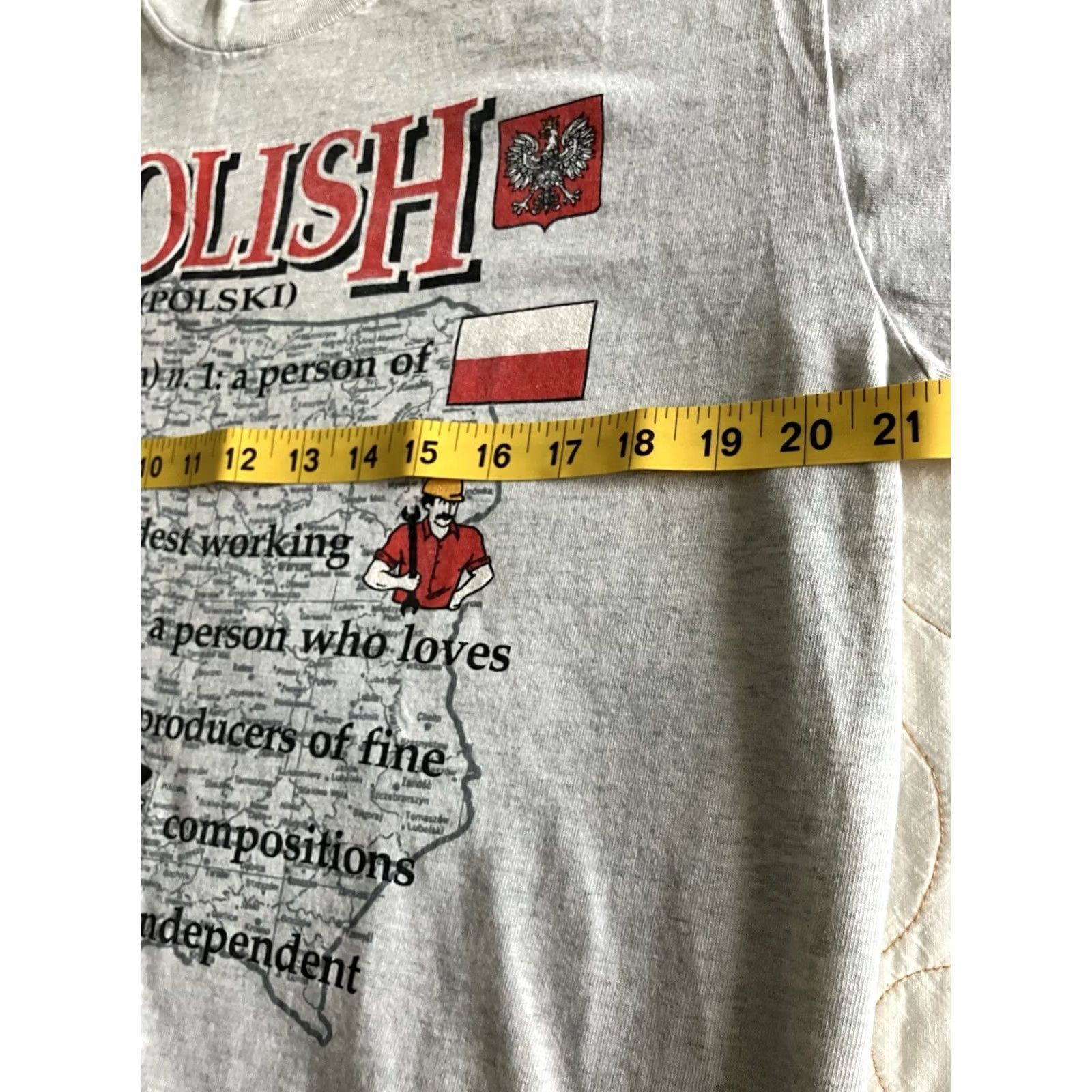 Fruit Of The Loom VINTAGE 90s Polish Definition T Shirt Mens Large USA Made Novelty Tee FOTL Size US L / EU 52-54 / 3 - 5 Thumbnail