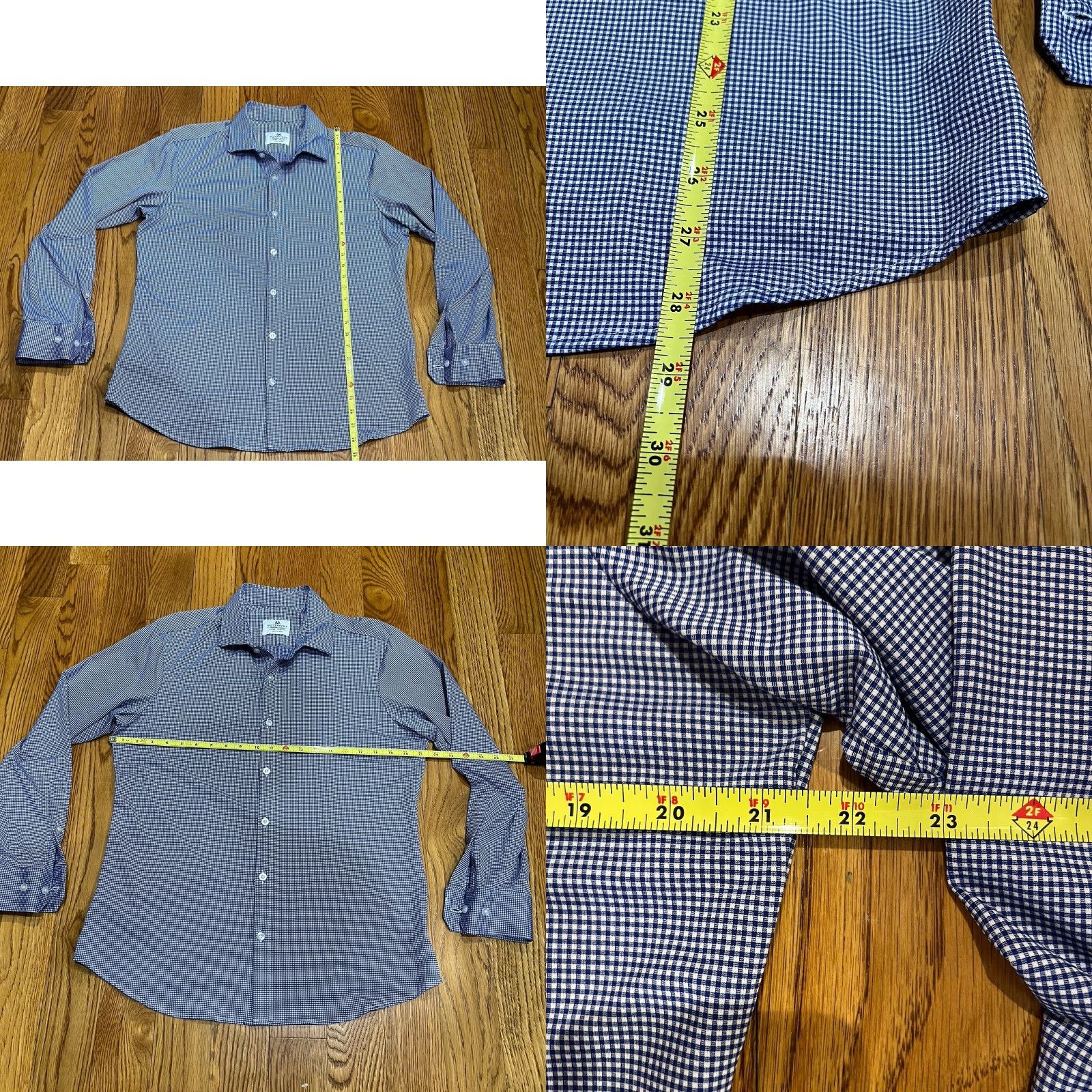 Mizzen+Main Mizzen+Main Men's Shirt Large Slim Button-Up Blue Gingham Check Casual Formal Business Shirt Size US L / EU 52-54 / 3 - 8 Thumbnail