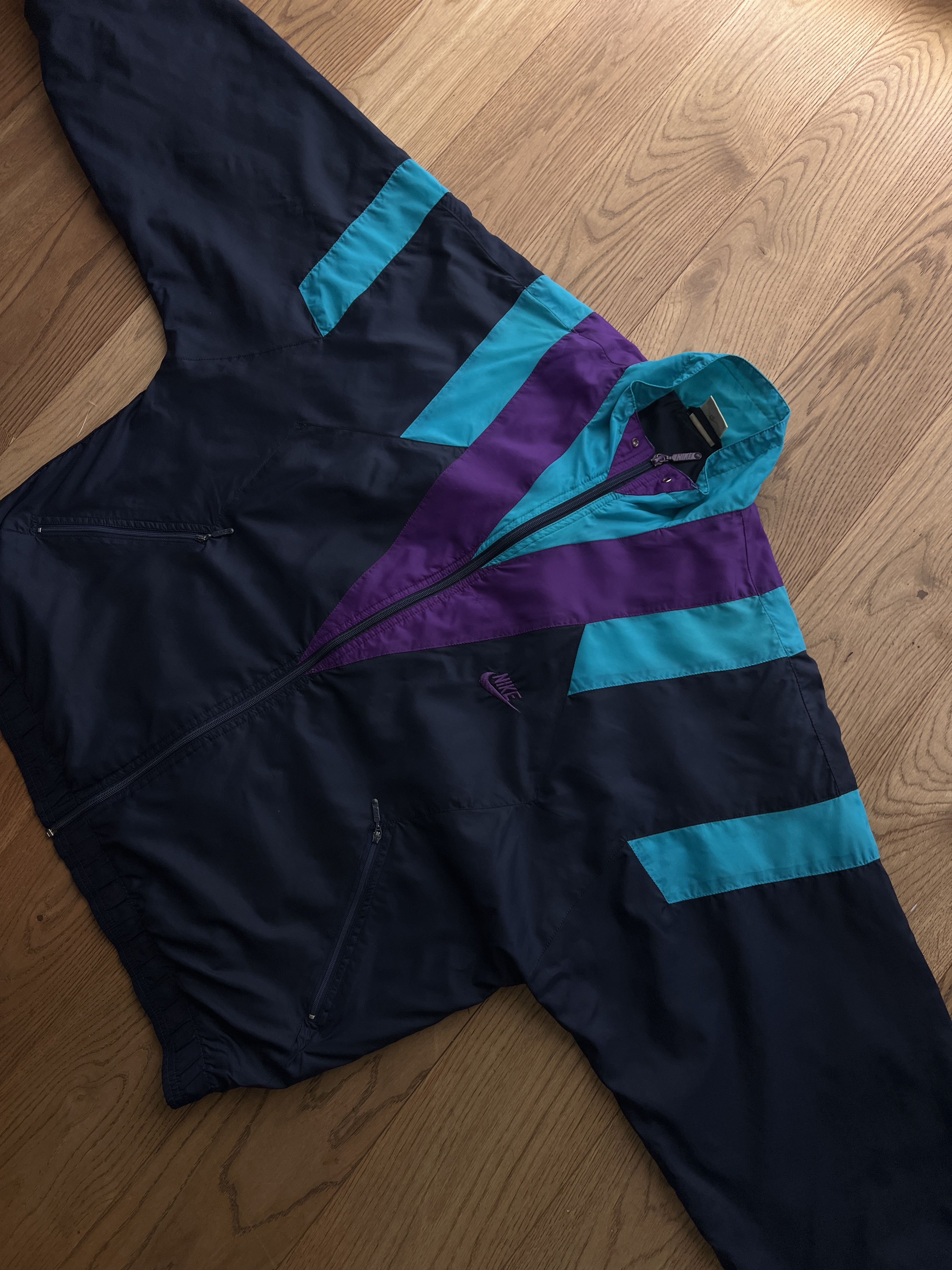 Nike Nike vintage 1990s nylon multicolour track top retro jacket Size US L / EU 52-54 / 3 - 9 Thumbnail