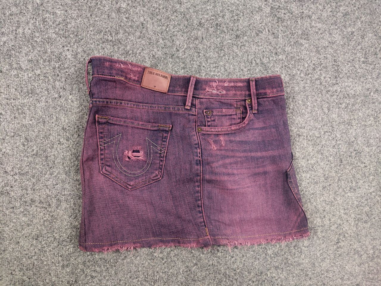 True Religion Vintage True Religion USA Logo Shorts Mini Denim Skirt Y2K Size 28" / US 6 / IT 42 - 10 Thumbnail