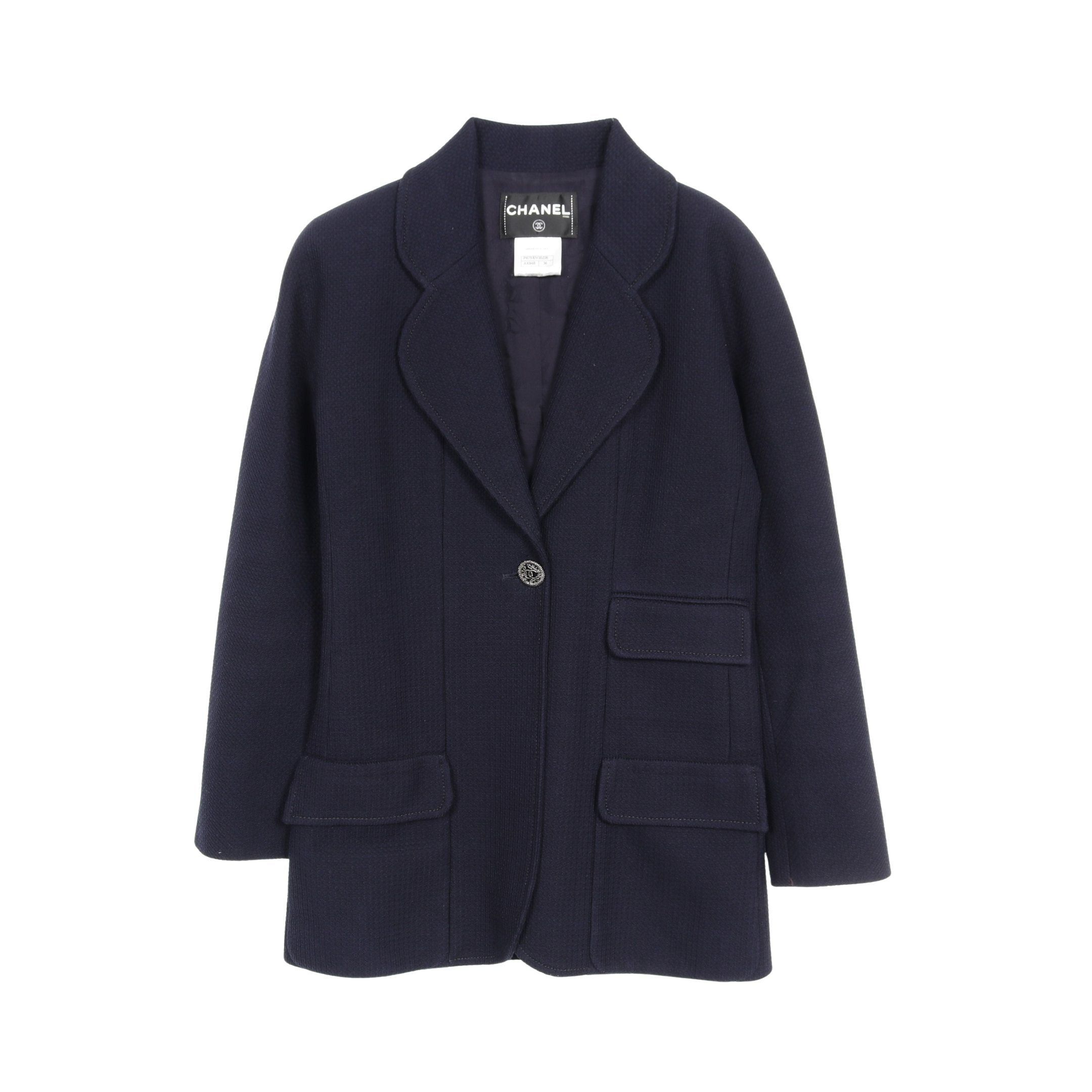 Chanel Chanel Tailored Jacket Cotton Navy Size ONE SIZE - 1 Thumbnail