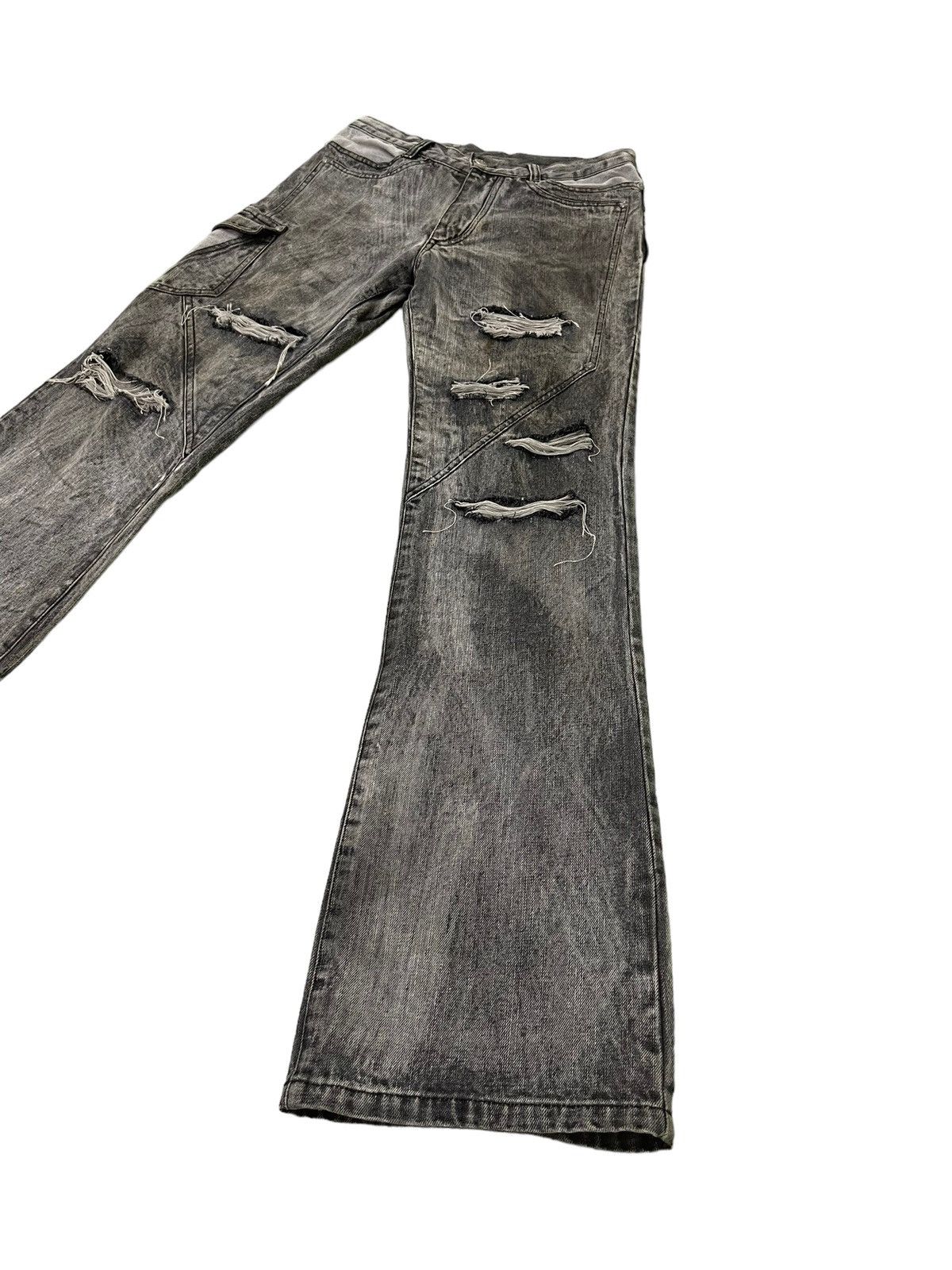 Japanese Brand Flare Jeans Berning Sho Faded Distress Boot Cut 7🟦8 Size US 30 / EU 46 - 3 Thumbnail