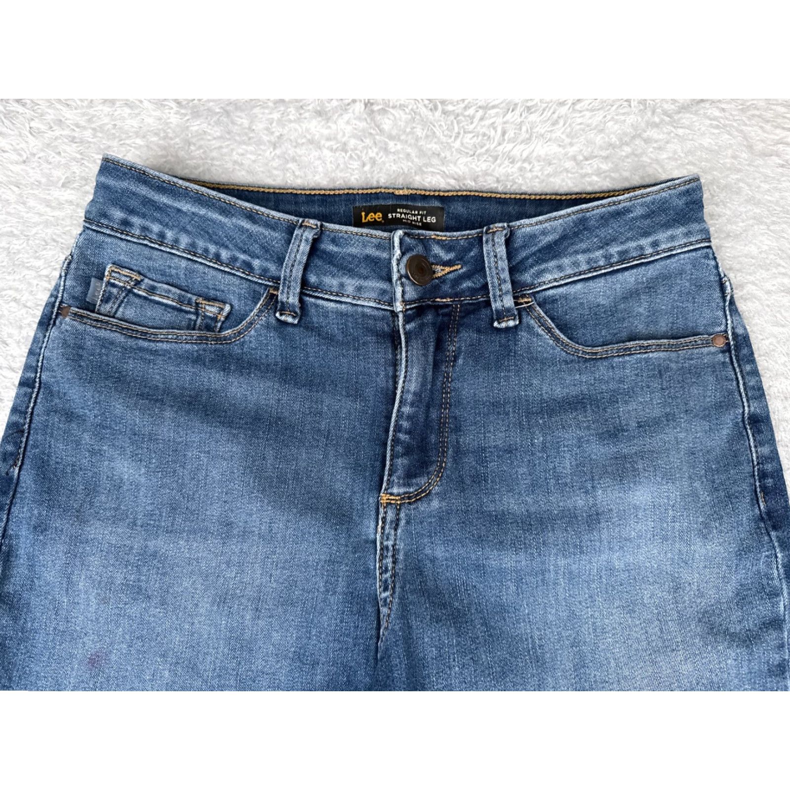 Lee Lee Jeans Junior 3 Blue Denim Regular Fit Straight Leg Mid Rise 27x28 Size 26" / US 2 / IT 38 - 4 Thumbnail