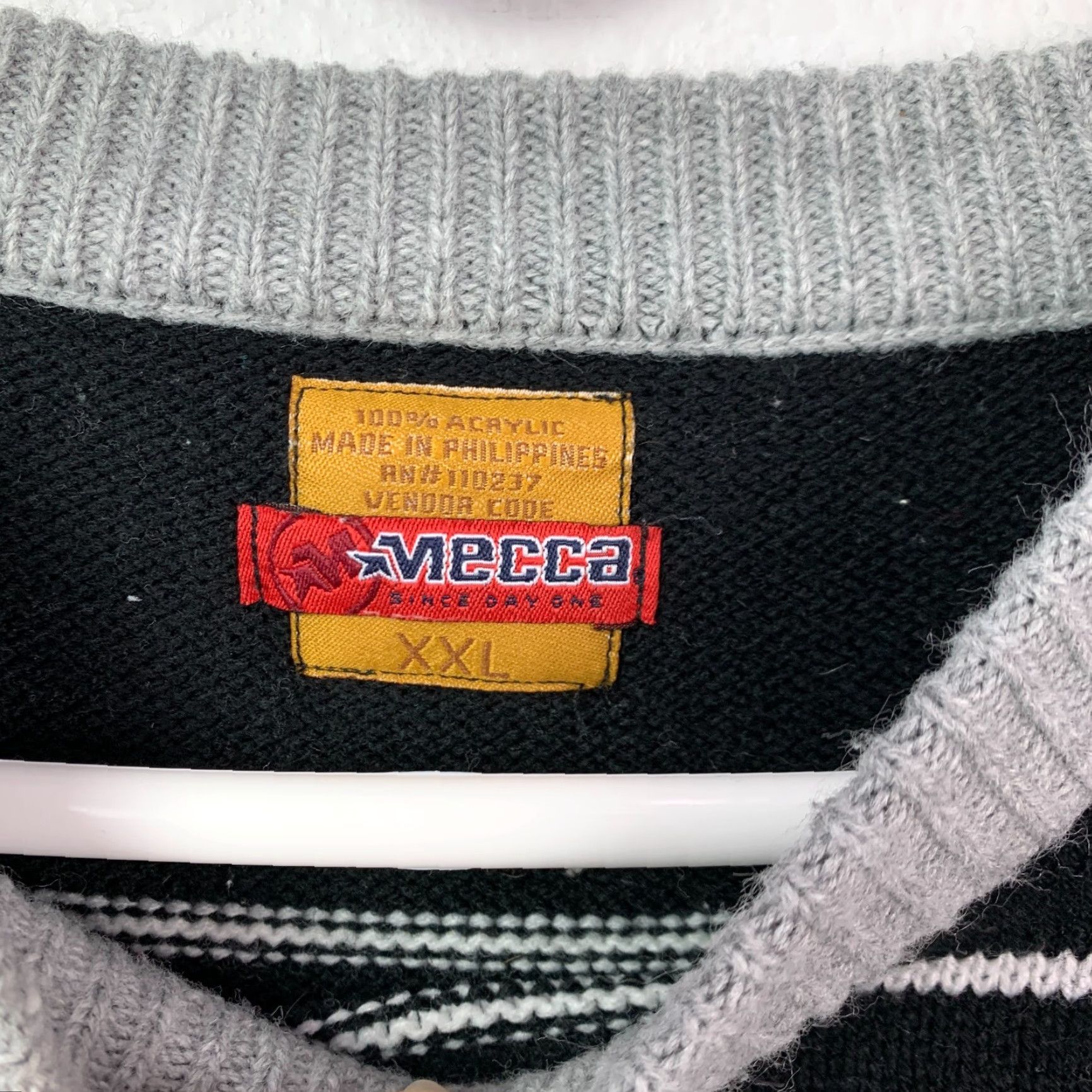 Vintage VINTAGE Mecca Striped Heavy Black Gray Wool Blend Ribbed Skate Sweater Mens 2XL Hip Hop Y2K Knit Size US XXL / EU 58 / 5 - 5 Thumbnail
