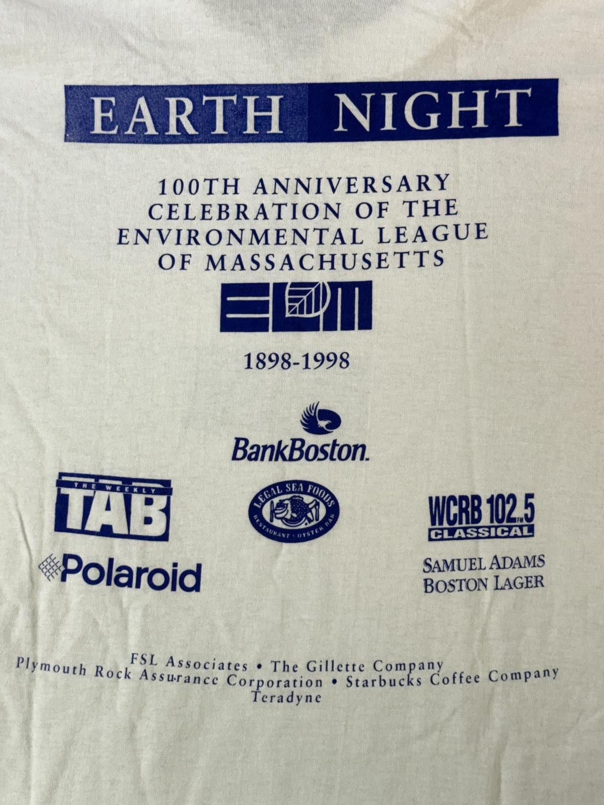 Fruit Of The Loom Vtg Earth Night T-shirt Environmental League Massachusetts Size US L / EU 52-54 / 3 - 5 Thumbnail