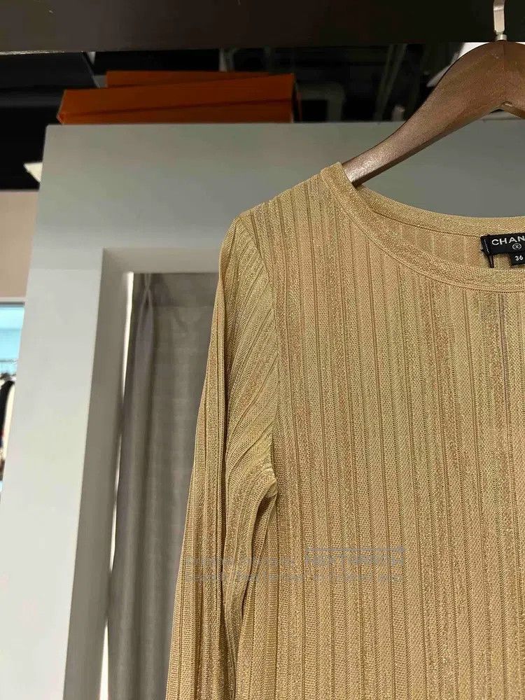 Chanel Chanel Gold-plated glitter knitted long dress Size XS / US 0-2 / IT 36-38 - 4 Thumbnail