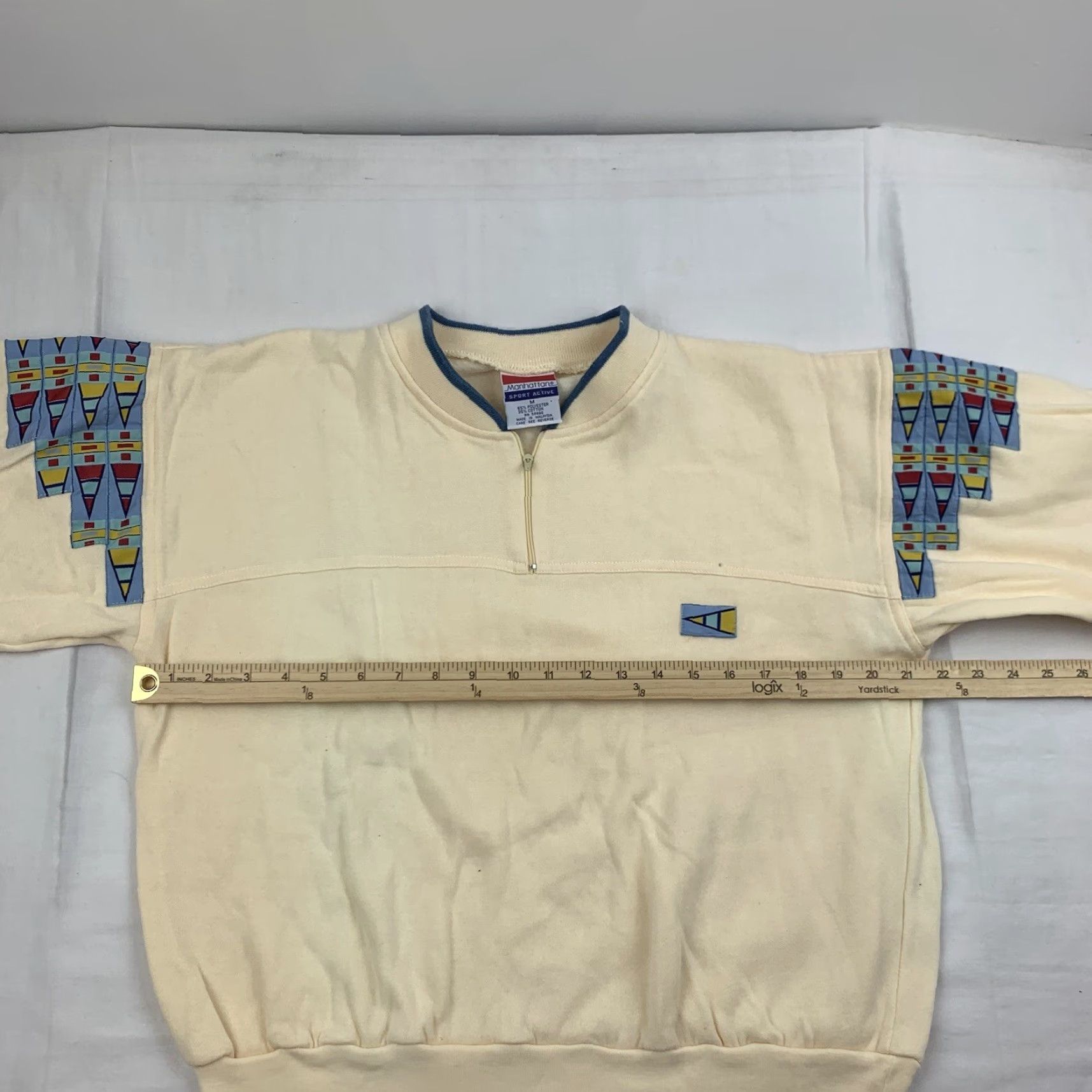 Vintage VINTAGE Manhattan Women's Sweatshirt Pullover Activewear Long Sleeve Zip Collared Yellow Size M Size M / US 6-8 / IT 42-44 - 6 Thumbnail