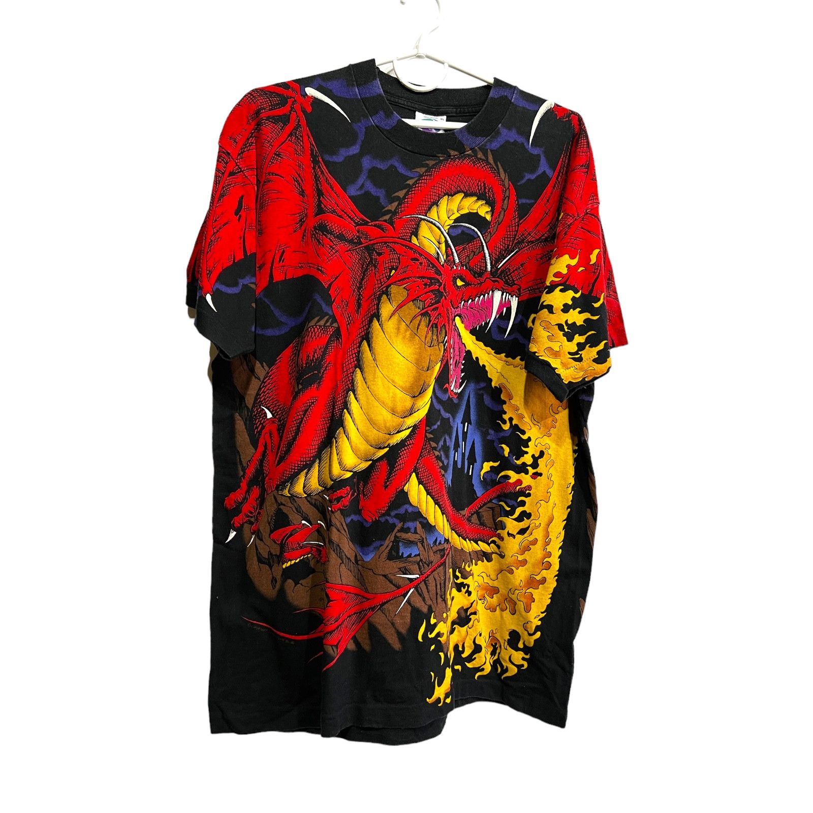 Image of Art x Liquid Blue Vintage Liquid Blue T-Shirt Dragon Fight 1993 Singlestich in Black (Size XL)