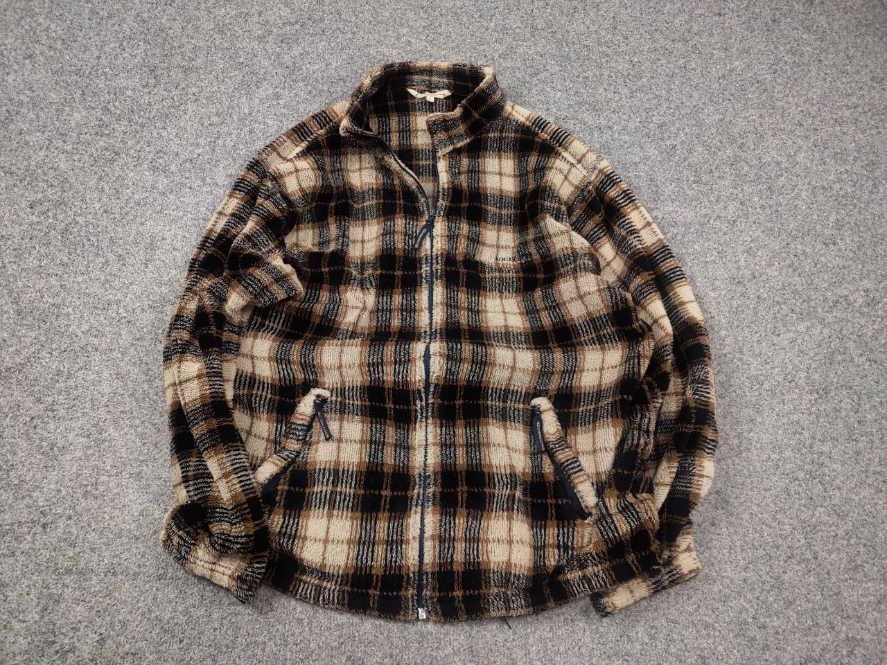 Aquascutum Vintage Aquascutum Zip-Up fleece brown check Sherpa jacket Size US L / EU 52-54 / 3 - 3 Thumbnail