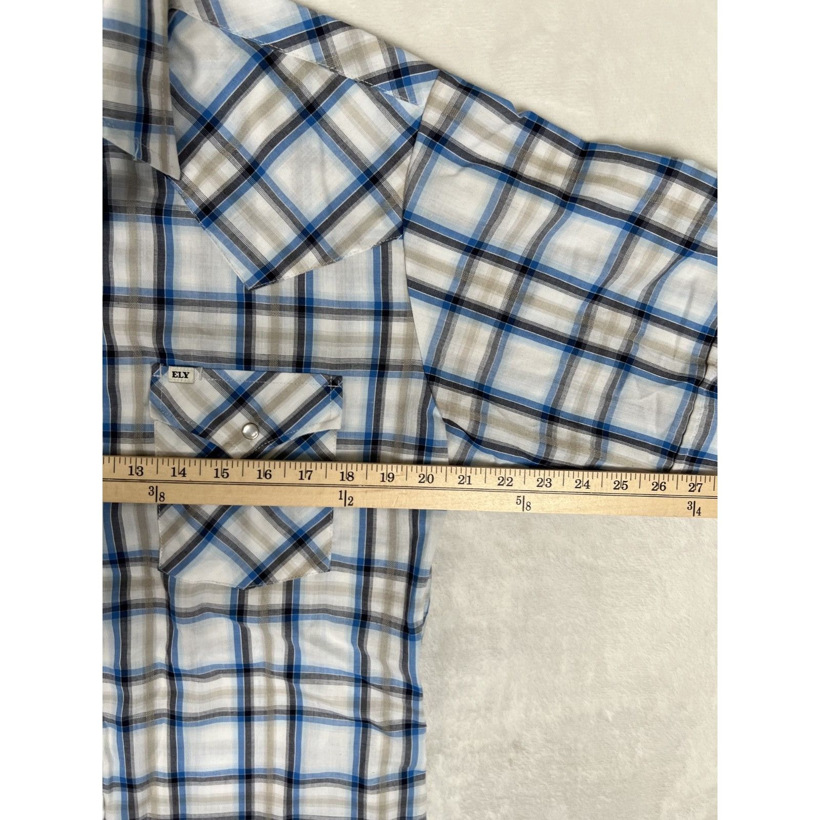 Other Ely Cattleman Pearl Snap Shirt Men's Medium Blue Plaid Weste Size US M / EU 48-50 / 2 - 4 Thumbnail