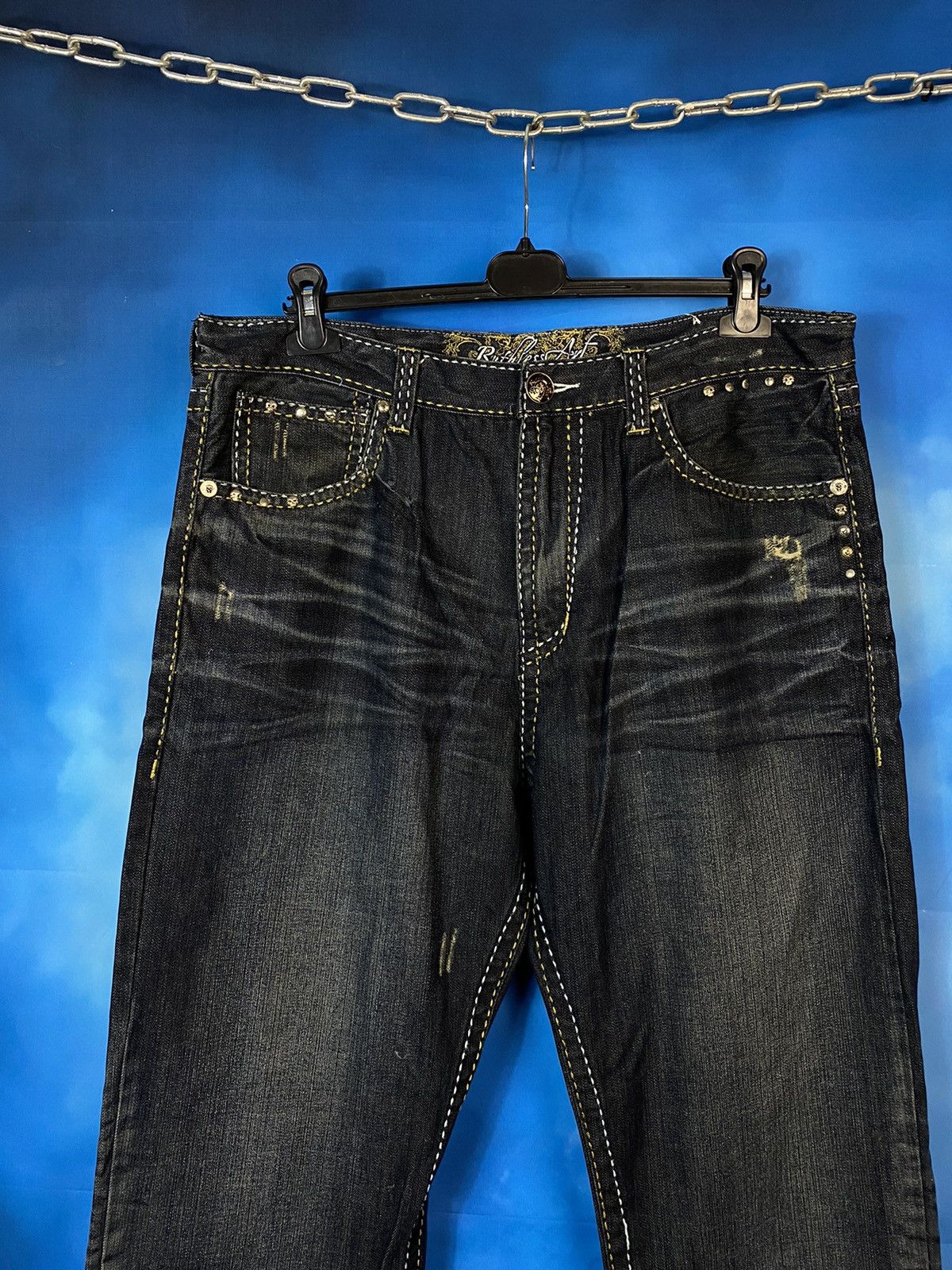 Japanese Brand × Vintage Ruthless Art sk8 rap baggy pants y2k Ed Hardy style Size US 38 / EU 54 - 10 Thumbnail