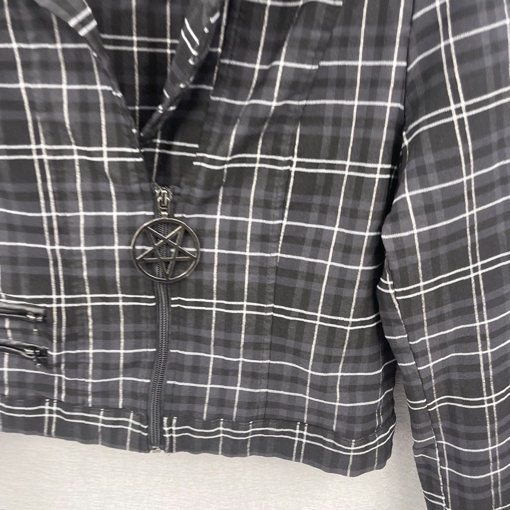 Killstar Killstar Jacket Womens 4XL Black Freak Flag Plaid Zip Casual Theme Flag Size XXL / US 16-18 / IT 52-54 - 3 Thumbnail