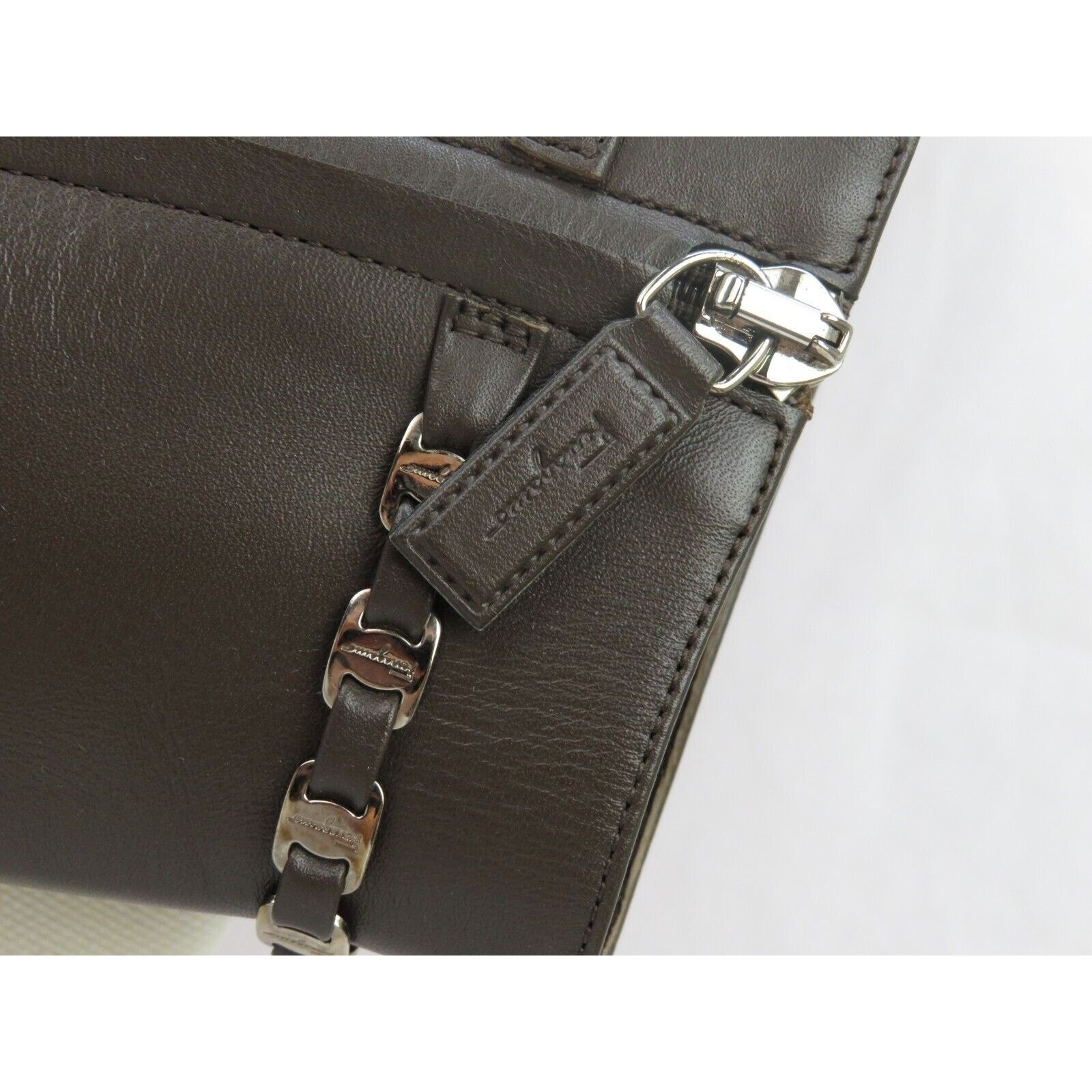 Salvatore Ferragamo NEW GHILA BROWN LEATHER GANCINI CHAIN ZIP ANKLE BOOTS 6.5 C Size US 6.5 / IT 36.5 - 3 Thumbnail
