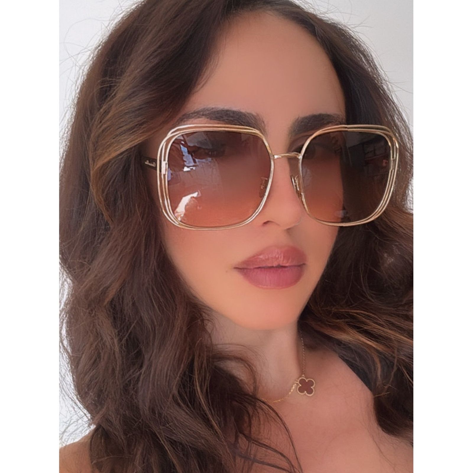 NEW Dior FilDior S1U Square Sunglasses in Gold Brown