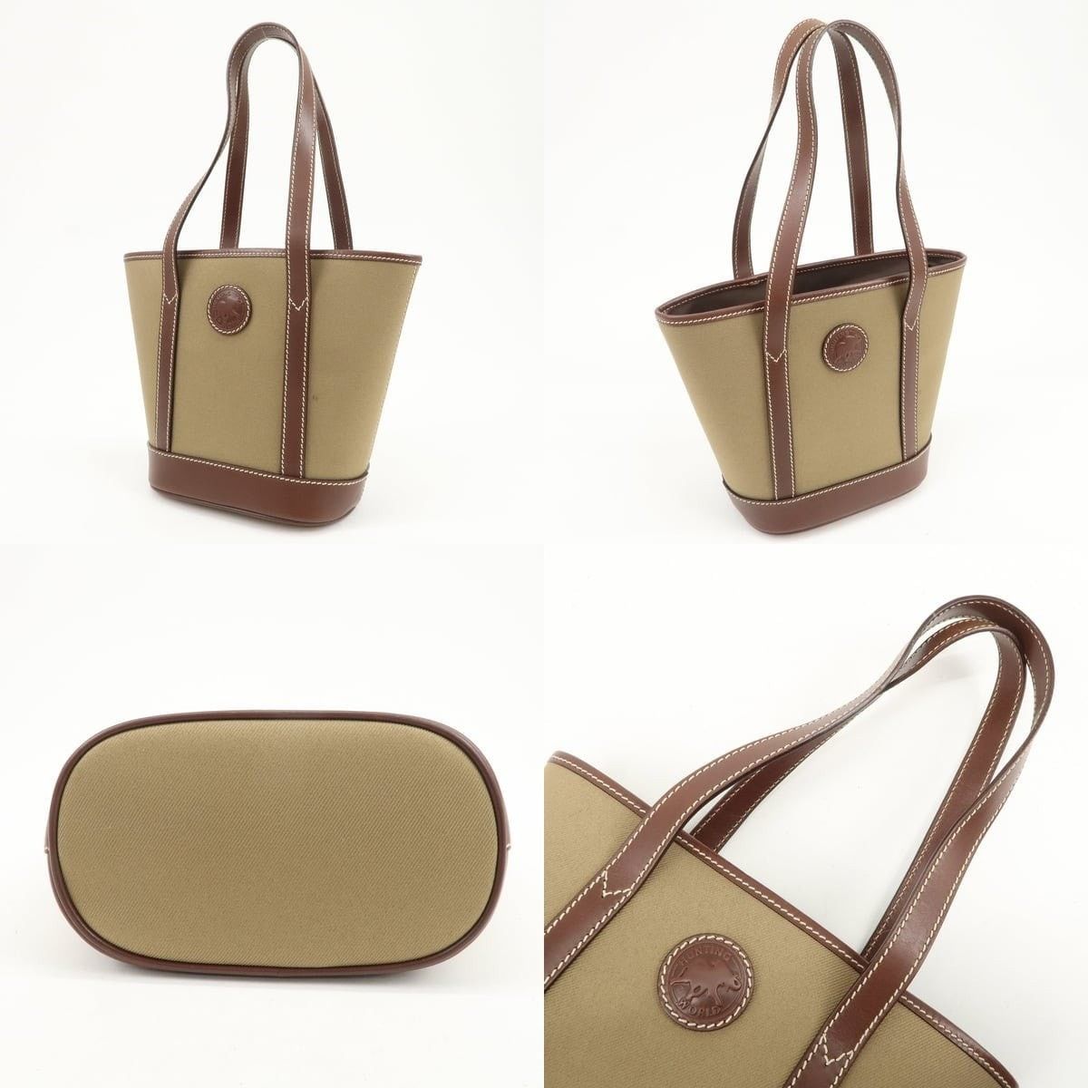 Huntington Hunting World Canvas & Leather Tote Tan Size ONE SIZE - 3 Thumbnail