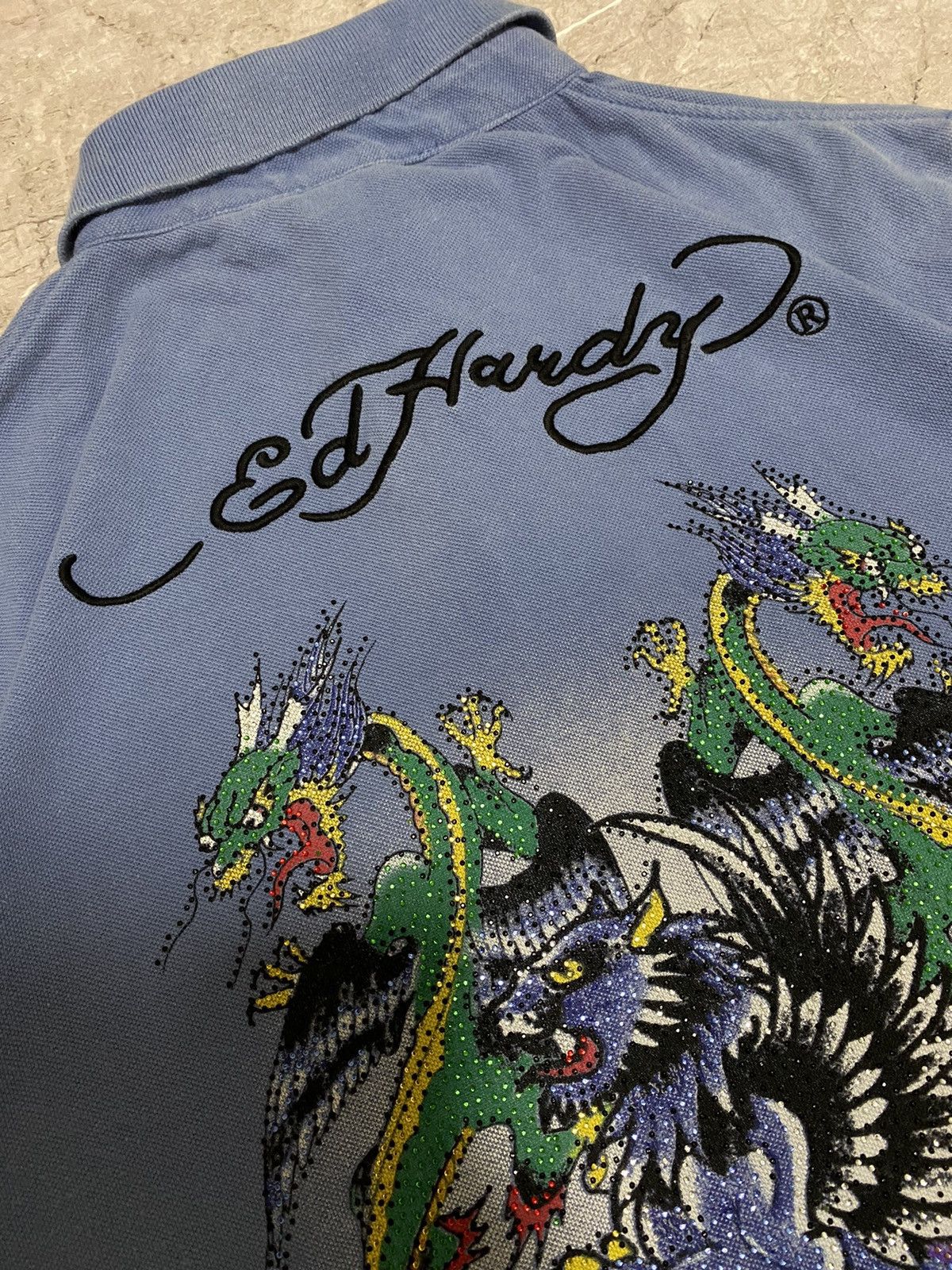 Christian Audigier × Ed Hardy × Vintage Vintage Y2K Ed Hardy By Christian Audigier Big Logo Polo Size US XXL / EU 58 / 5 - 6 Thumbnail