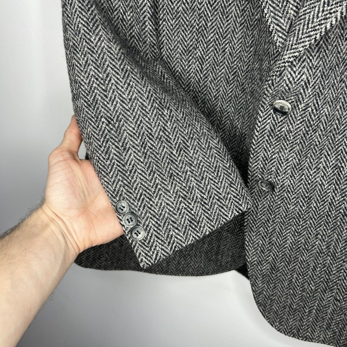 Designer × Harris Tweed × Vintage Vtg Harris Tweed Grey Coat WOOL Jacket Blazer 40 R Size 40R - 9 Thumbnail