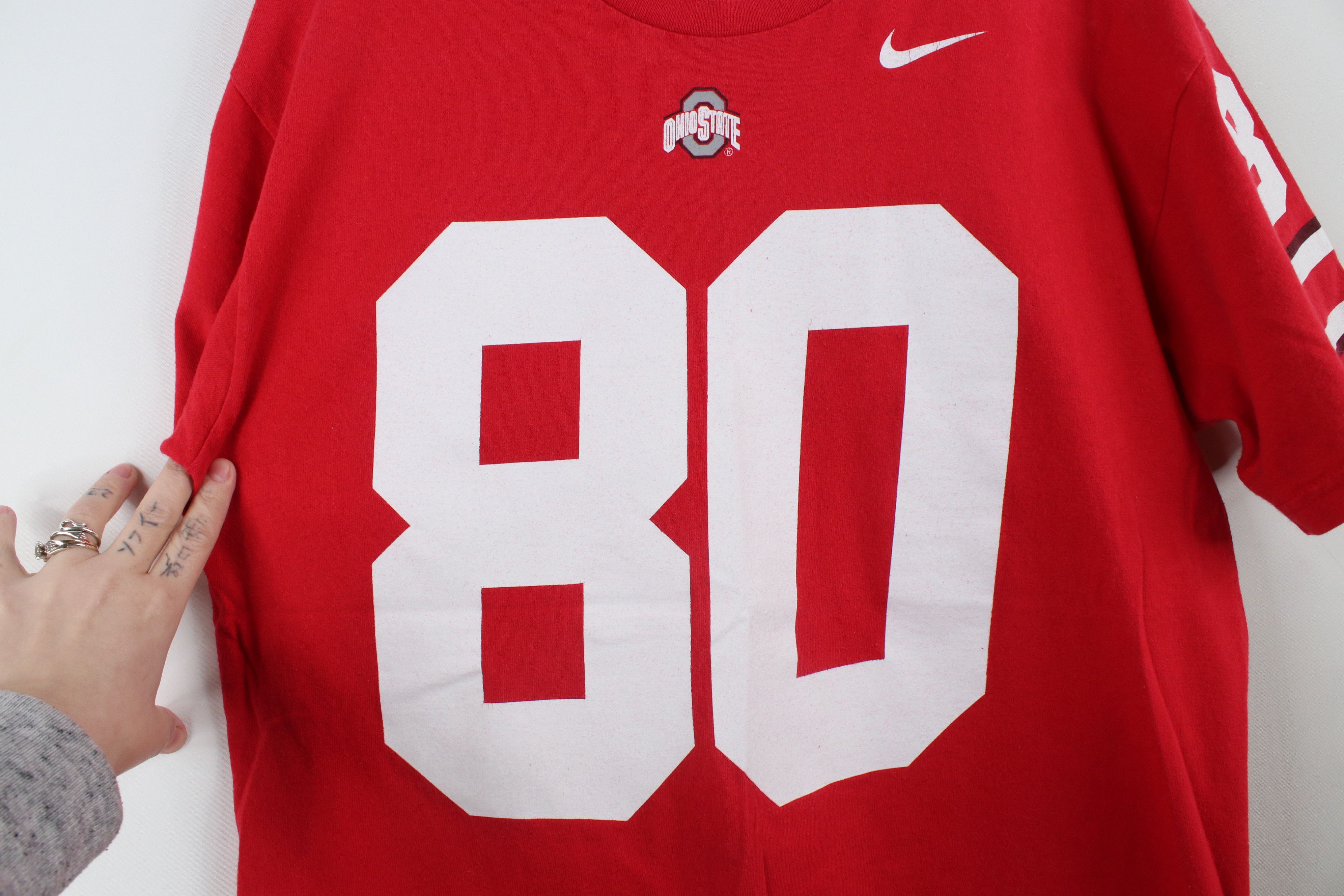 Nike × Vintage Vintage Nike University Football Jersey T-Shirt Red #80 Size US S / EU 44-46 / 1 - 4 Thumbnail