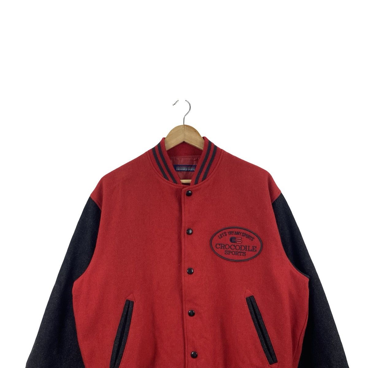 Vintage Vintage CROCODILE SPORTS Varsity Bomber Jacket Snap Button Size US L / EU 52-54 / 3 - 2 Thumbnail