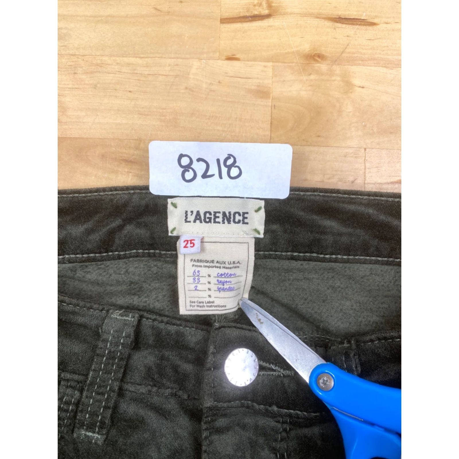 L'AGENCE VINTAGE L'Agence Velvet Pants Women 25 Dark Green Skinny Casual Slim Pockets Stretch Ankle Womens Size 42" / US 20 - 4 Thumbnail