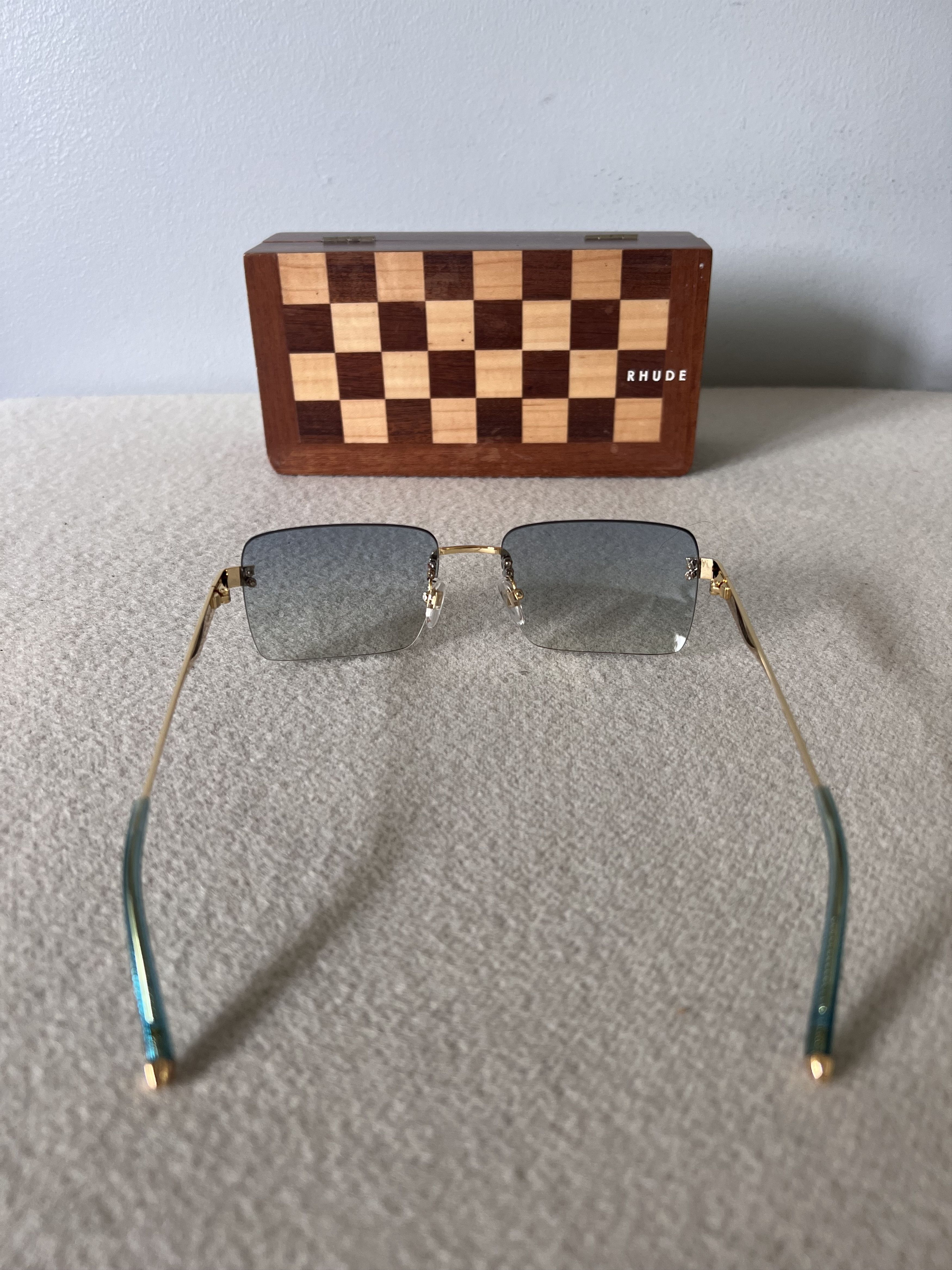 Rhude New Money Sunglasses in Gold with Marine Lens display picture 3