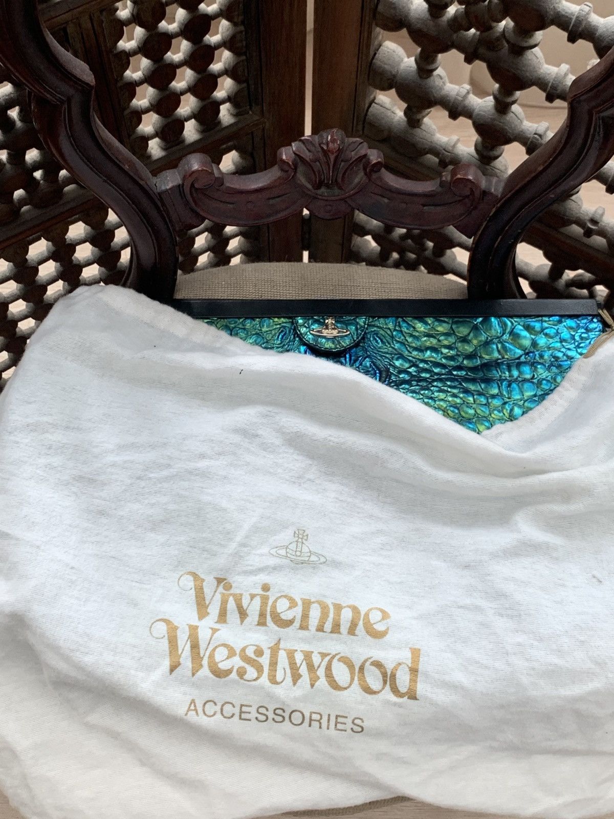 Vivienne Westwood AW08 Iridescent Faux Crocodile Large Clutch Size ONE SIZE - 5 Thumbnail