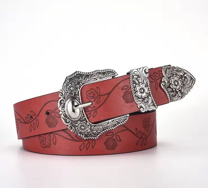 Other Flowers print pu leather belt 110 cm Size 32 - 2 Thumbnail