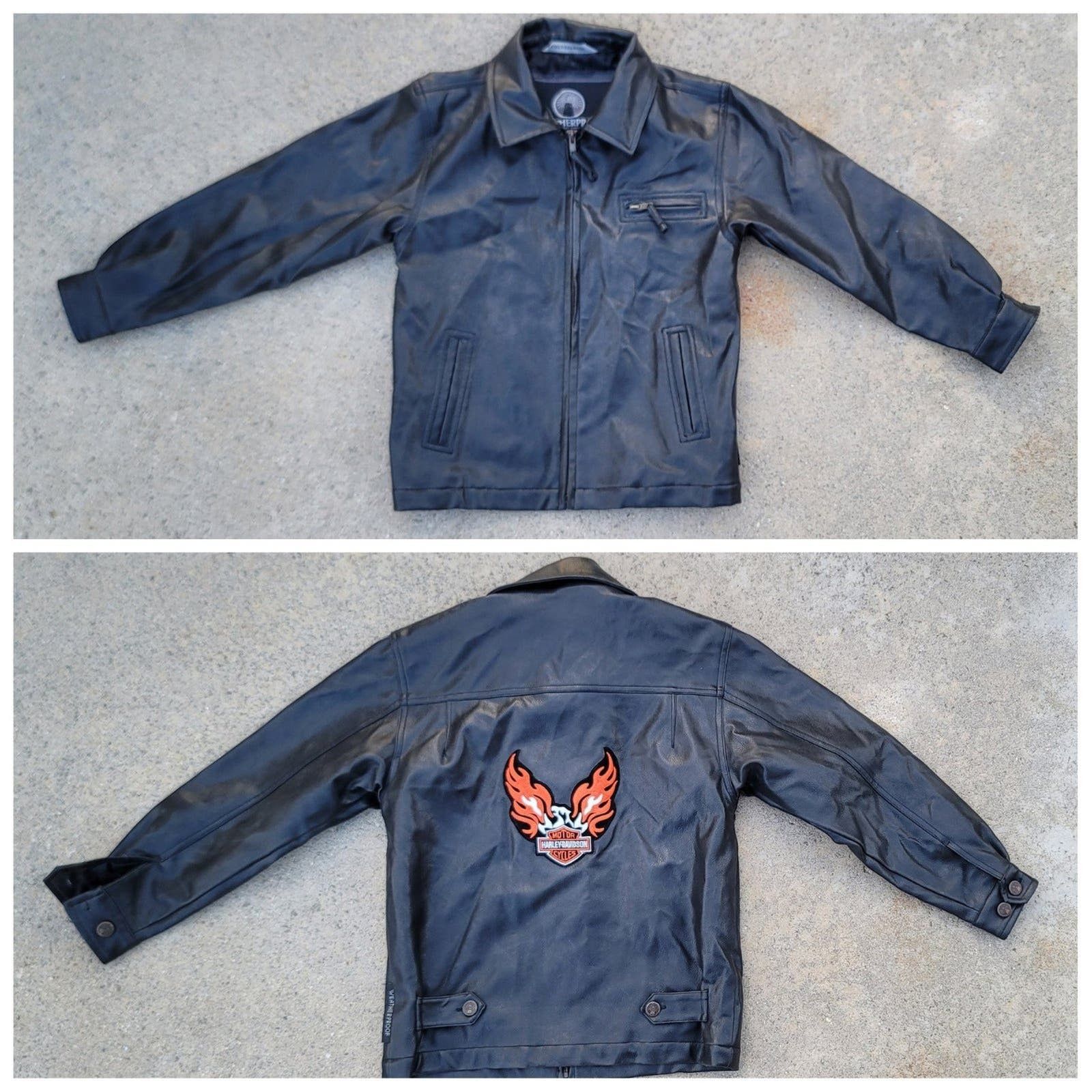 Vtg Weatherproof Faux Leather Moto Jacket Harley Davidson