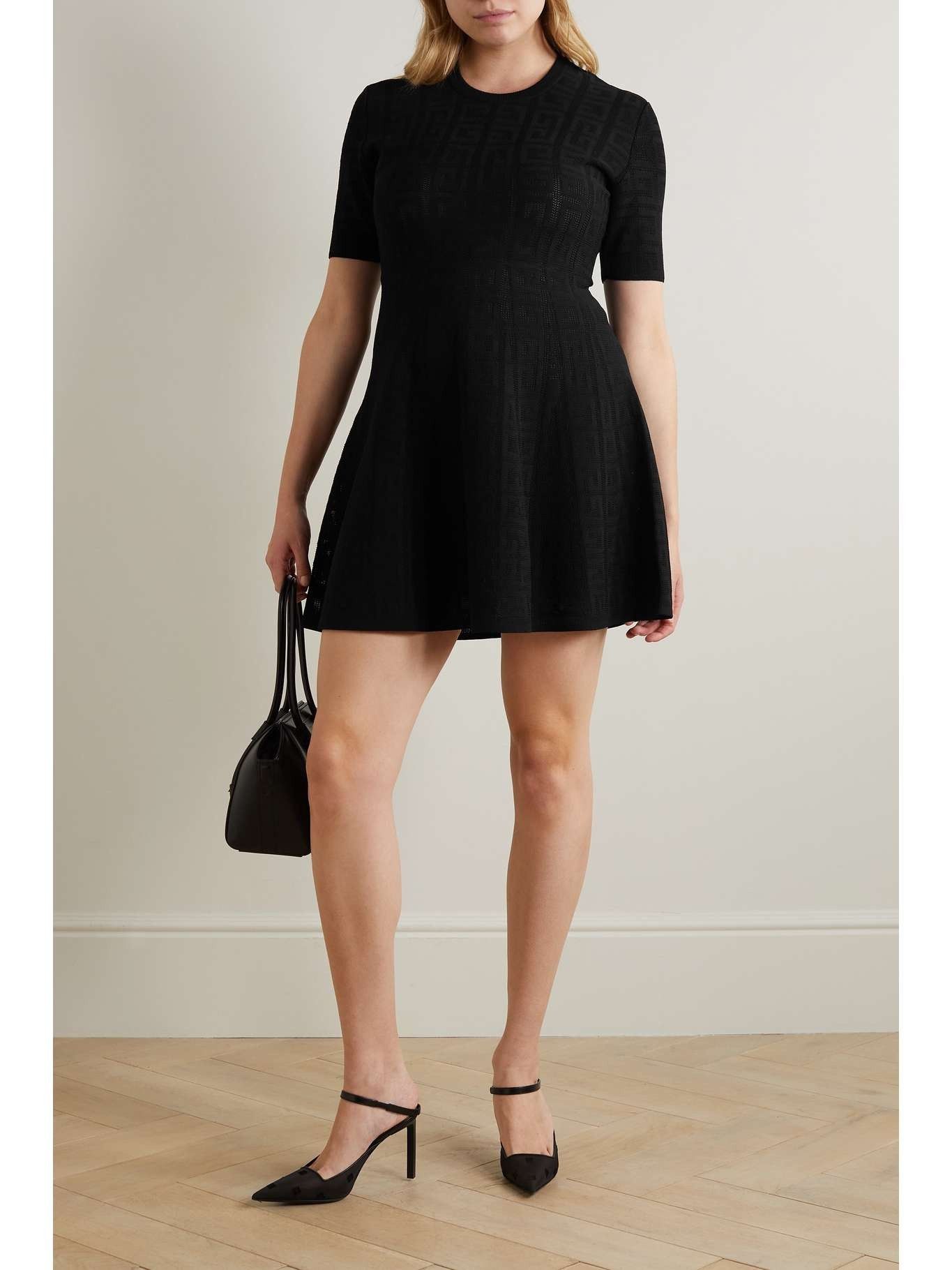 Givenchy o1srvl11e0725 Jacquard-Knit Mini Dress in Black Size XS / US 0-2 / IT 36-38 - 2 Thumbnail