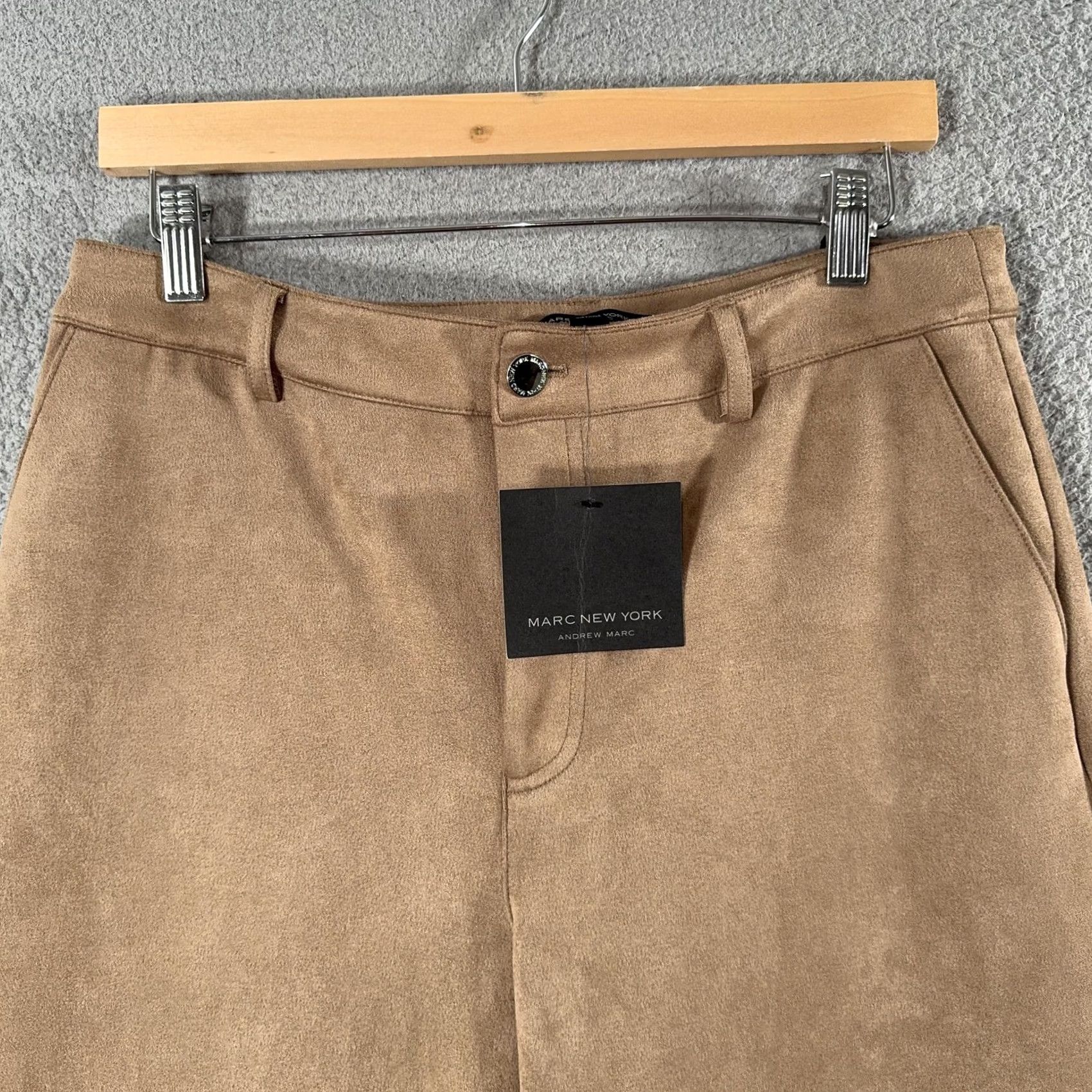 Vintage Marc New York Andrew Marc Cropped Pants 10 Brown Microfiber Stretch Pockets Zipper Button Relaxed Womens 24 Inseam Fall Casual Business Size 32" / US 10 / IT 46 - 5 Thumbnail