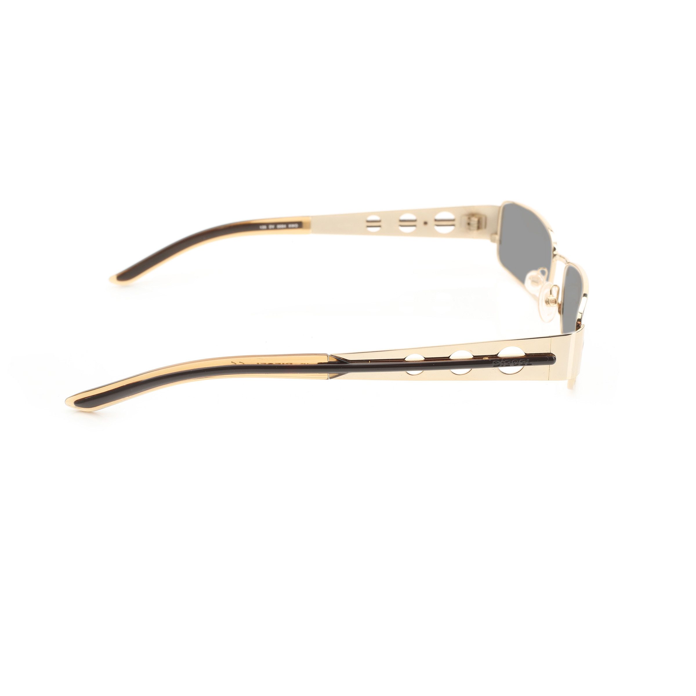 Diesel Diesel '00s Gold Perforated Rectangular Sunglasses Size ONE SIZE - 3 Thumbnail