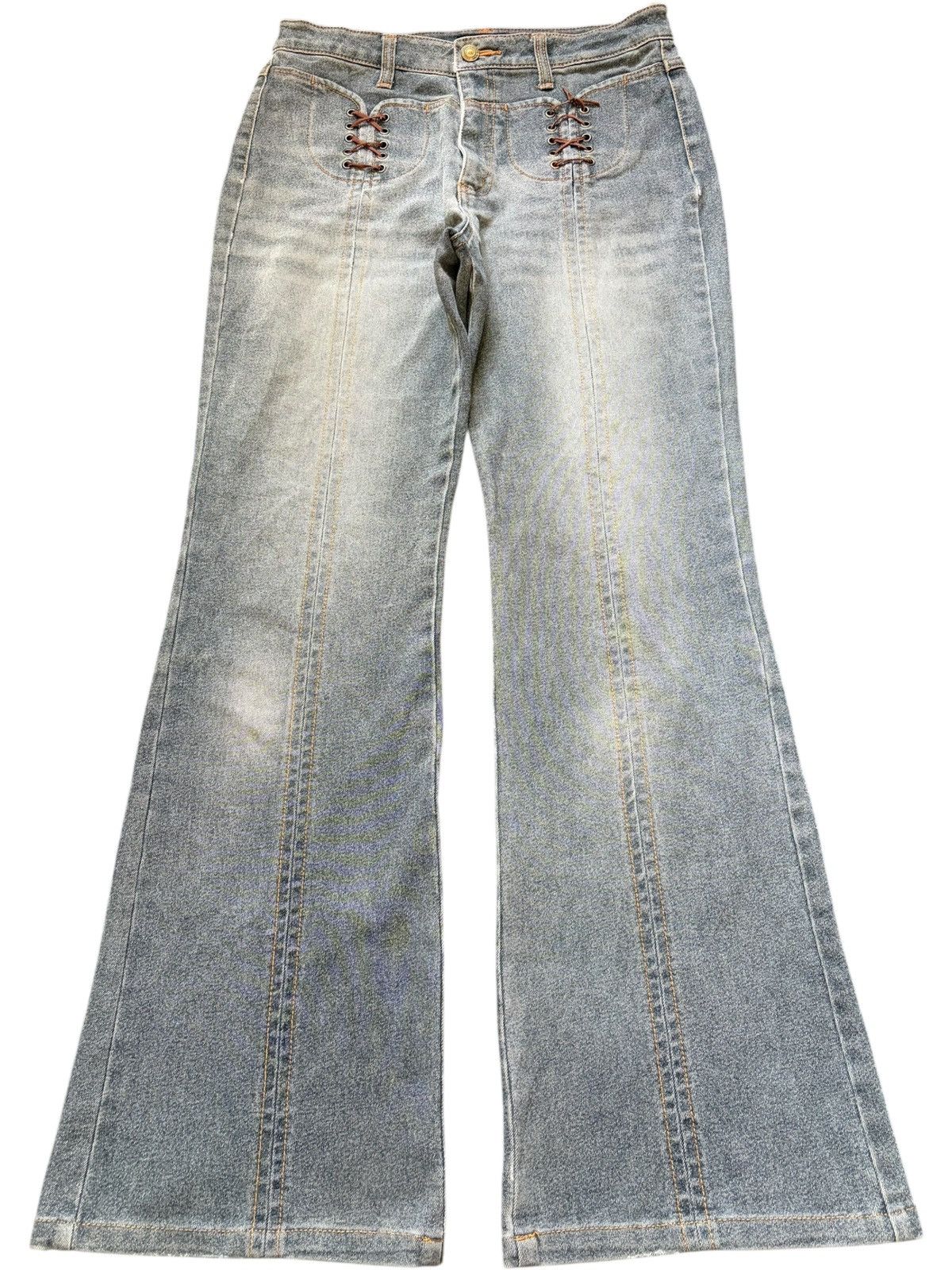 Hysteric Glamour Vintage Japanese Brand Faded Wash Laced Up Flare Jeans Size 28" / US 6 / IT 42 - 1 Thumbnail
