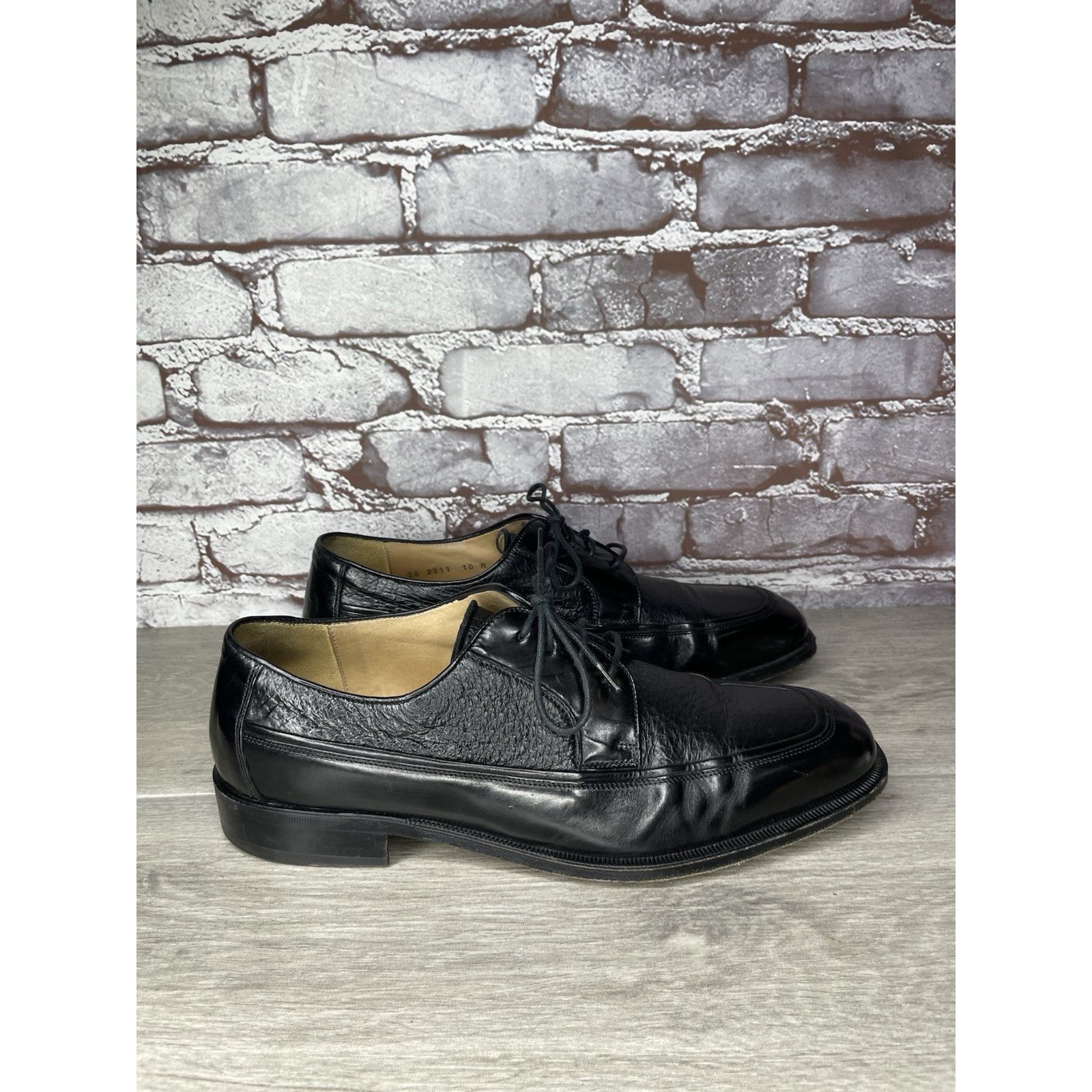 Johnston & Murphy Johnston & Murphy Black Leather Square Toe Italy Dress Shoe Size US 10 / EU 43 - 4 Thumbnail